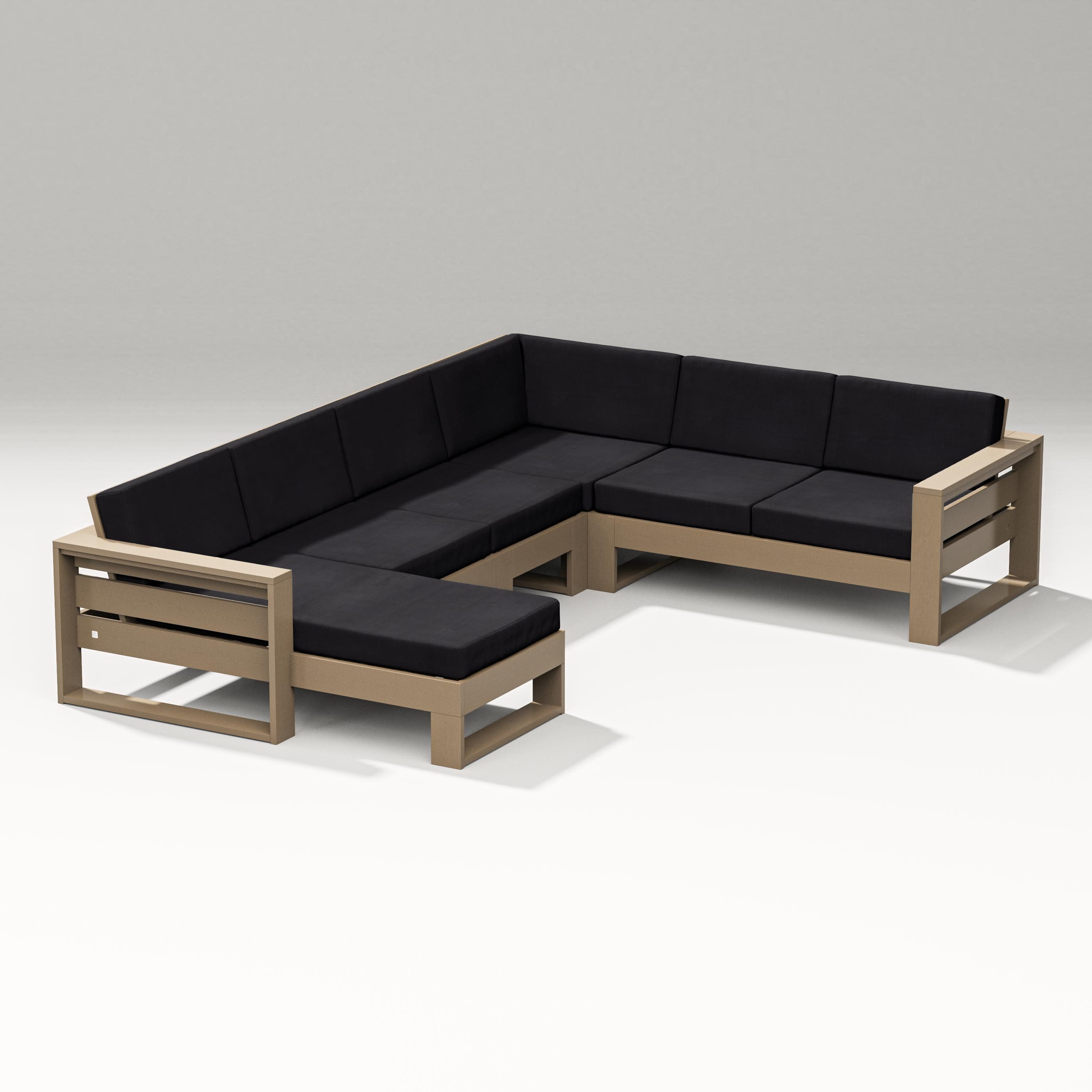 Latitude Corner Sectional with Left Chaise in Vintage Sahara / Midnight Linen