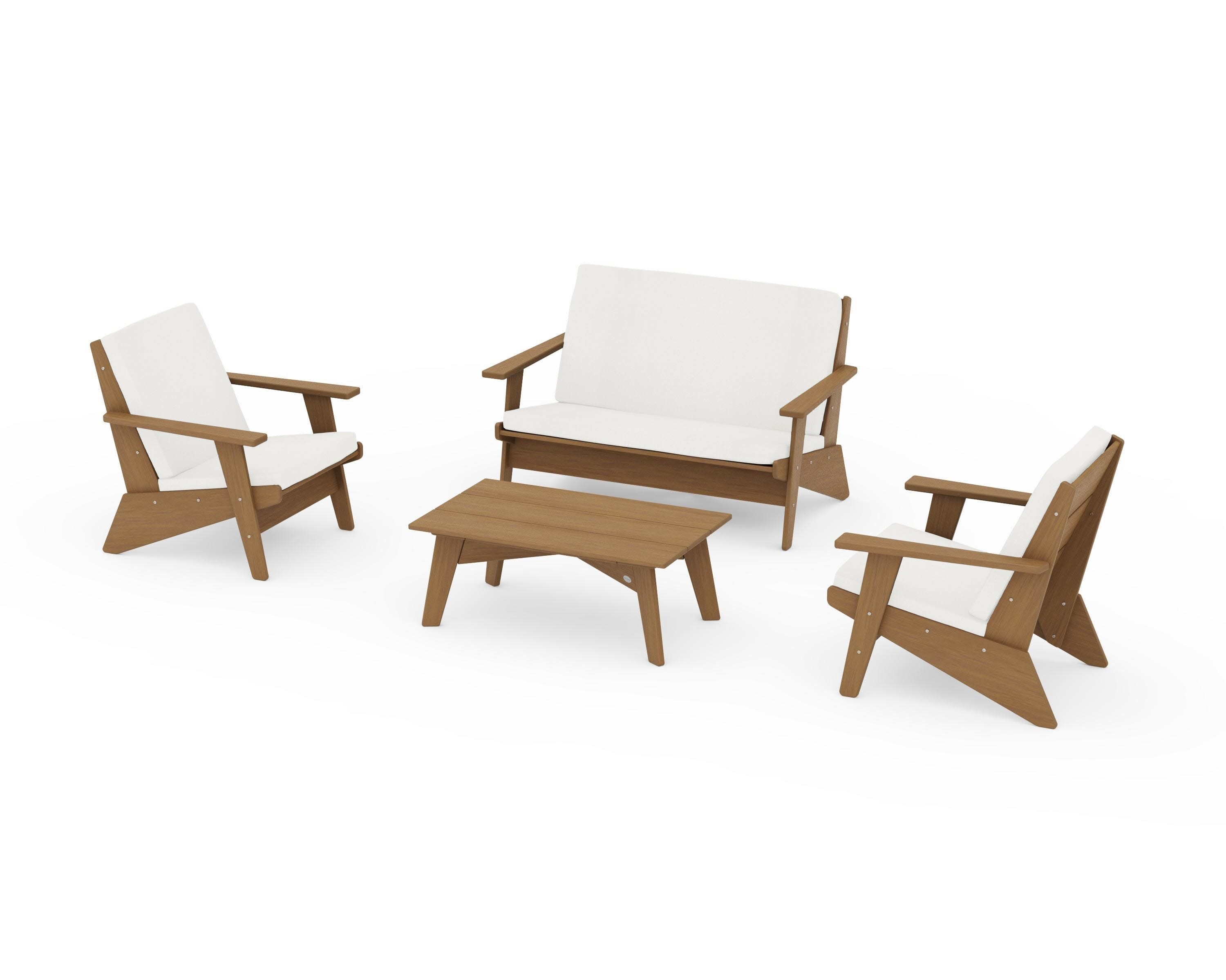 Riviera Modern Lounge 4-Piece Set in Natural / Natural Linen