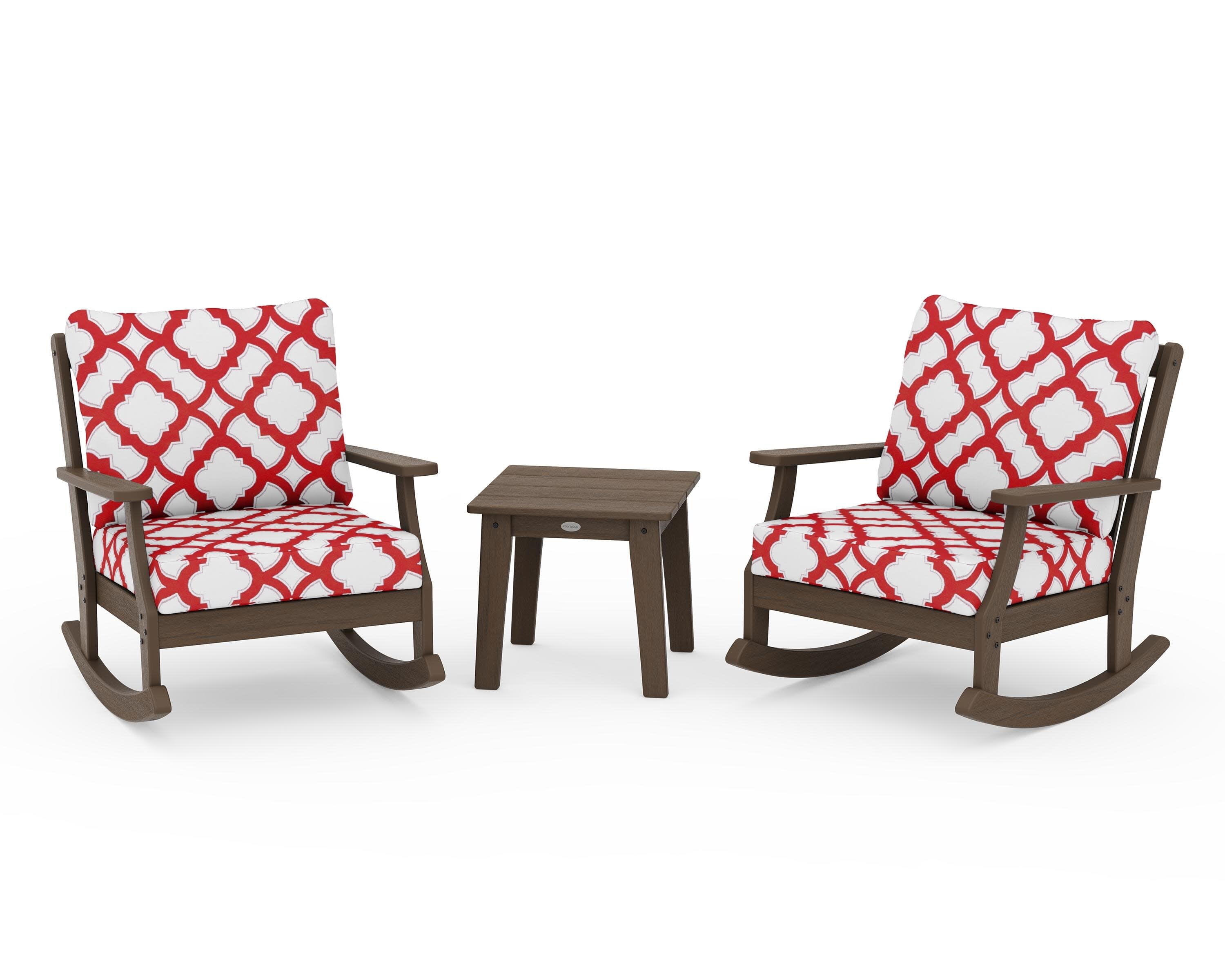 Braxton 3-Piece Deep Seating Rocker Set in Kona / Trellis Crimson