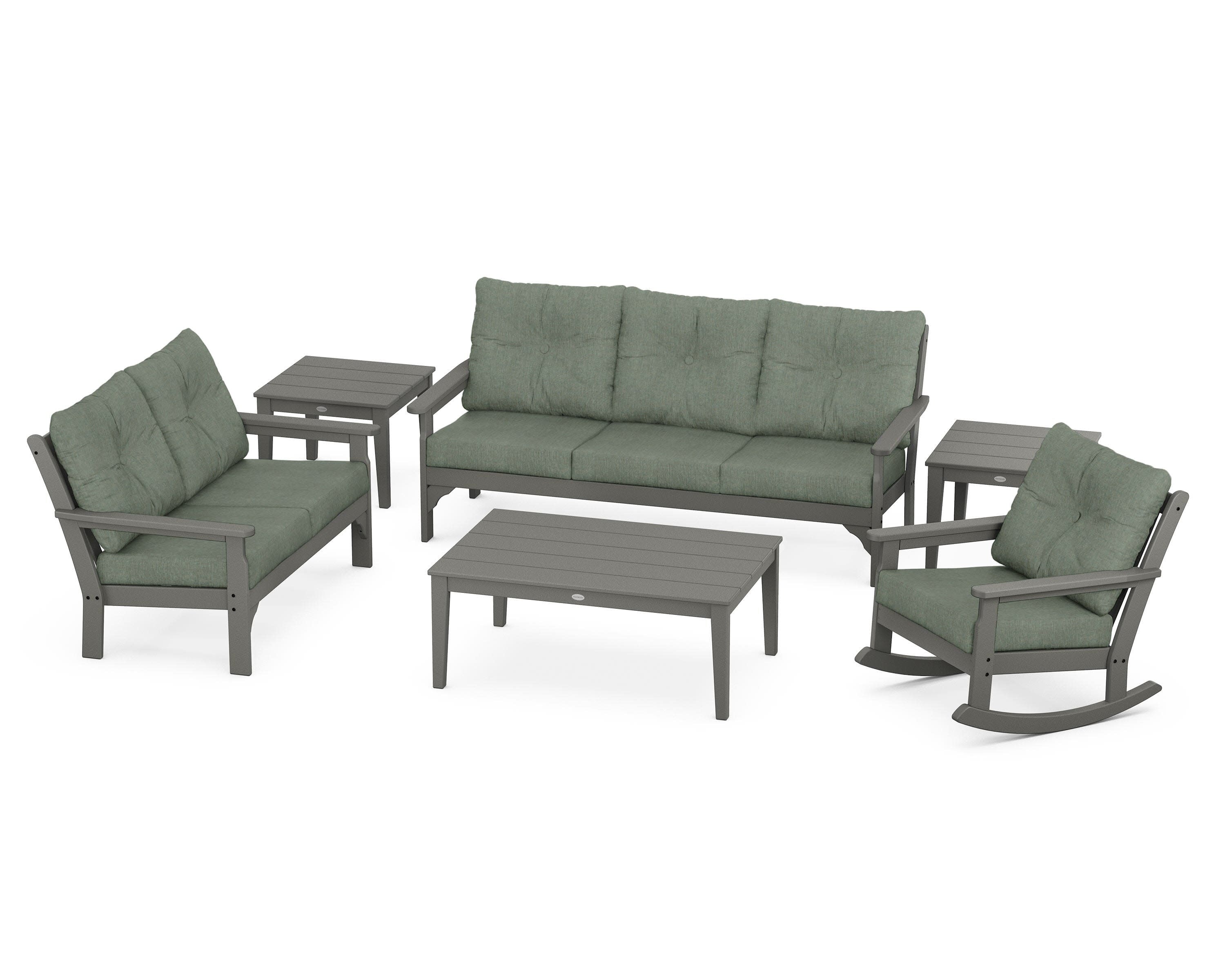 Vineyard 6-Piece Deep Seating Set in Slate Grey / Cast Sage