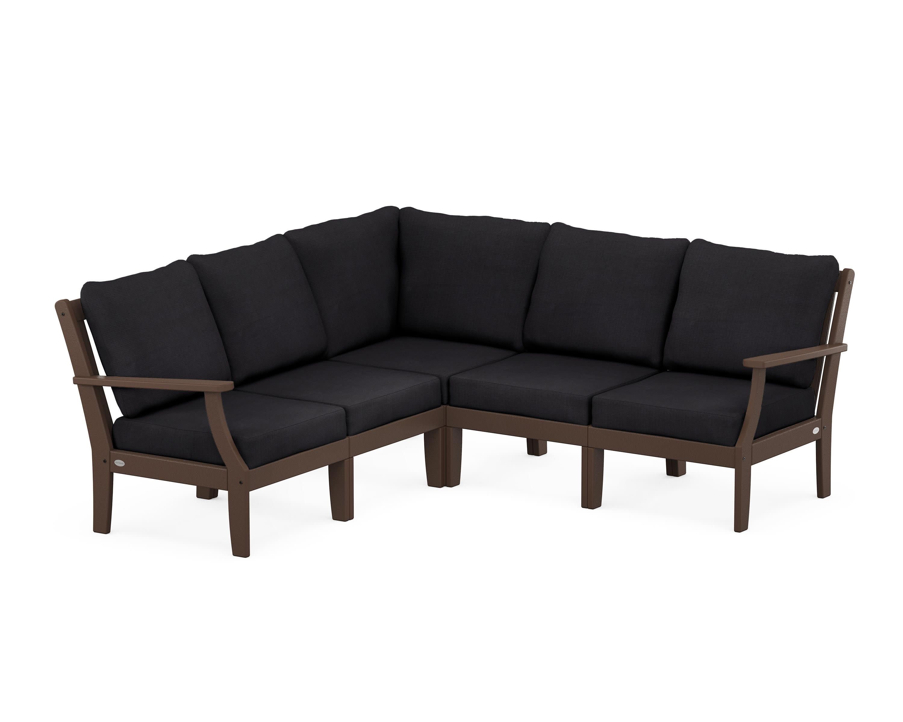 Braxton Modular 5-Piece Deep Seating Set in Mahogany / Midnight Linen