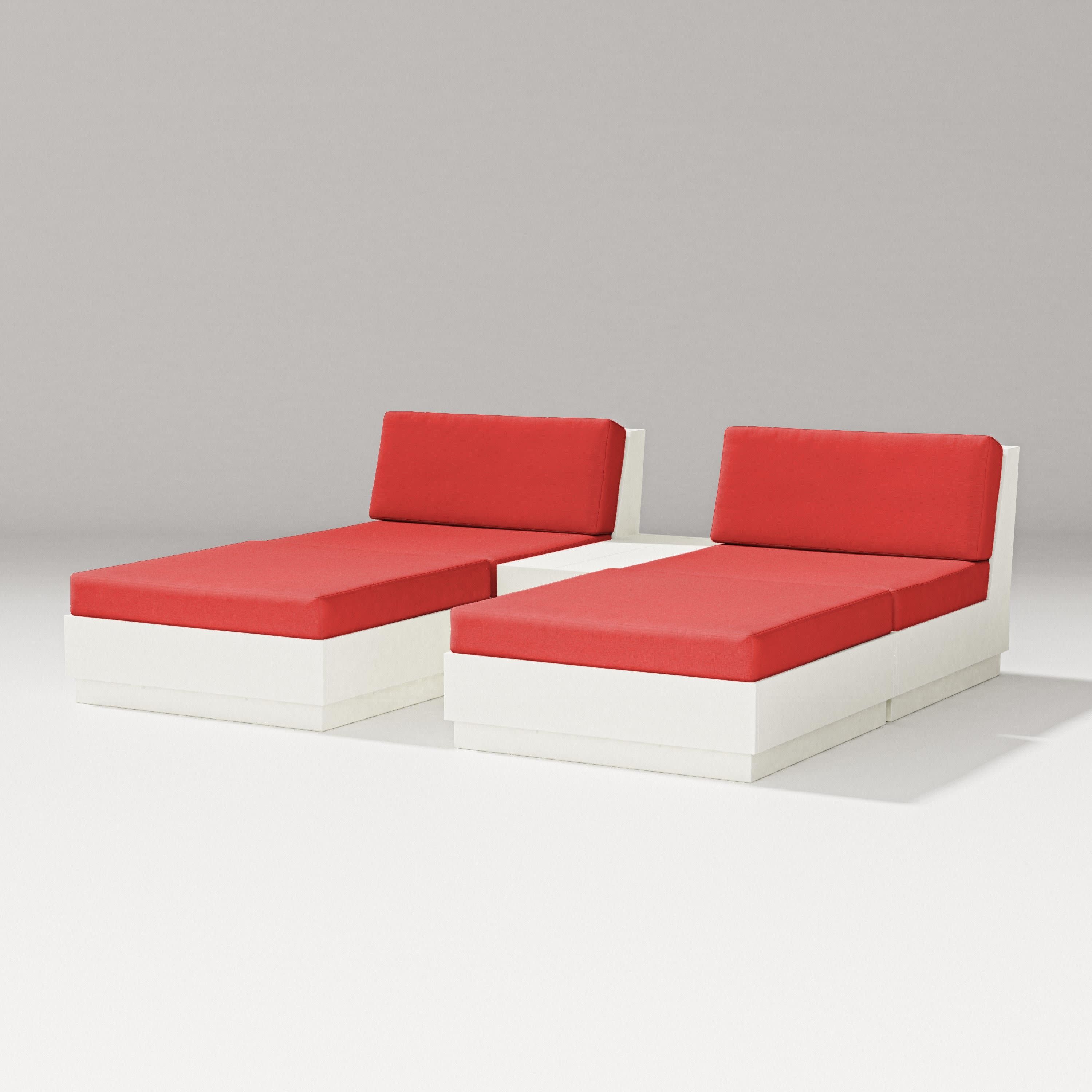 Elevate Double Chaise Set in Vintage White / Crimson Linen