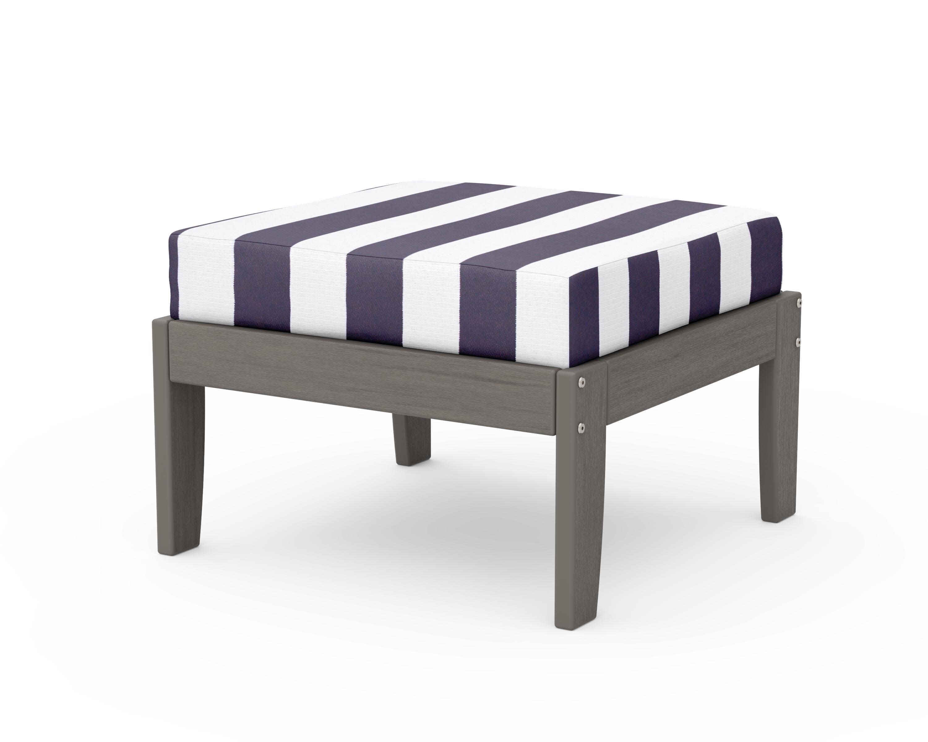 Modular Ottoman - Classic in Driftwood / Cabana Stripe Navy