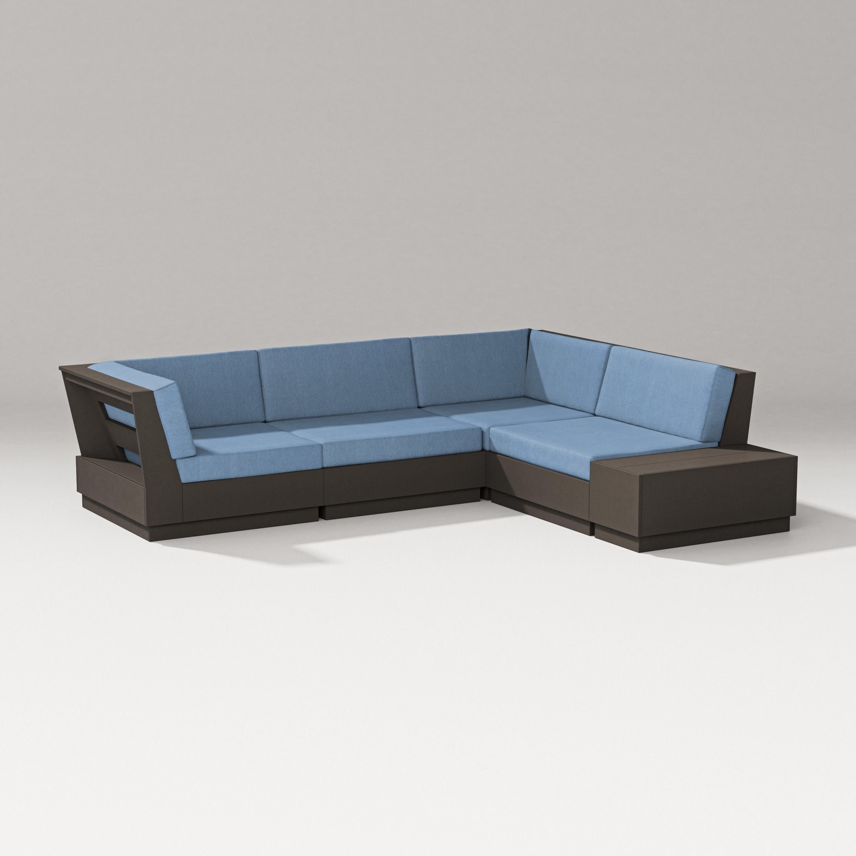 Elevate Corner Sectional in Vintage Coffee / Sky Blue