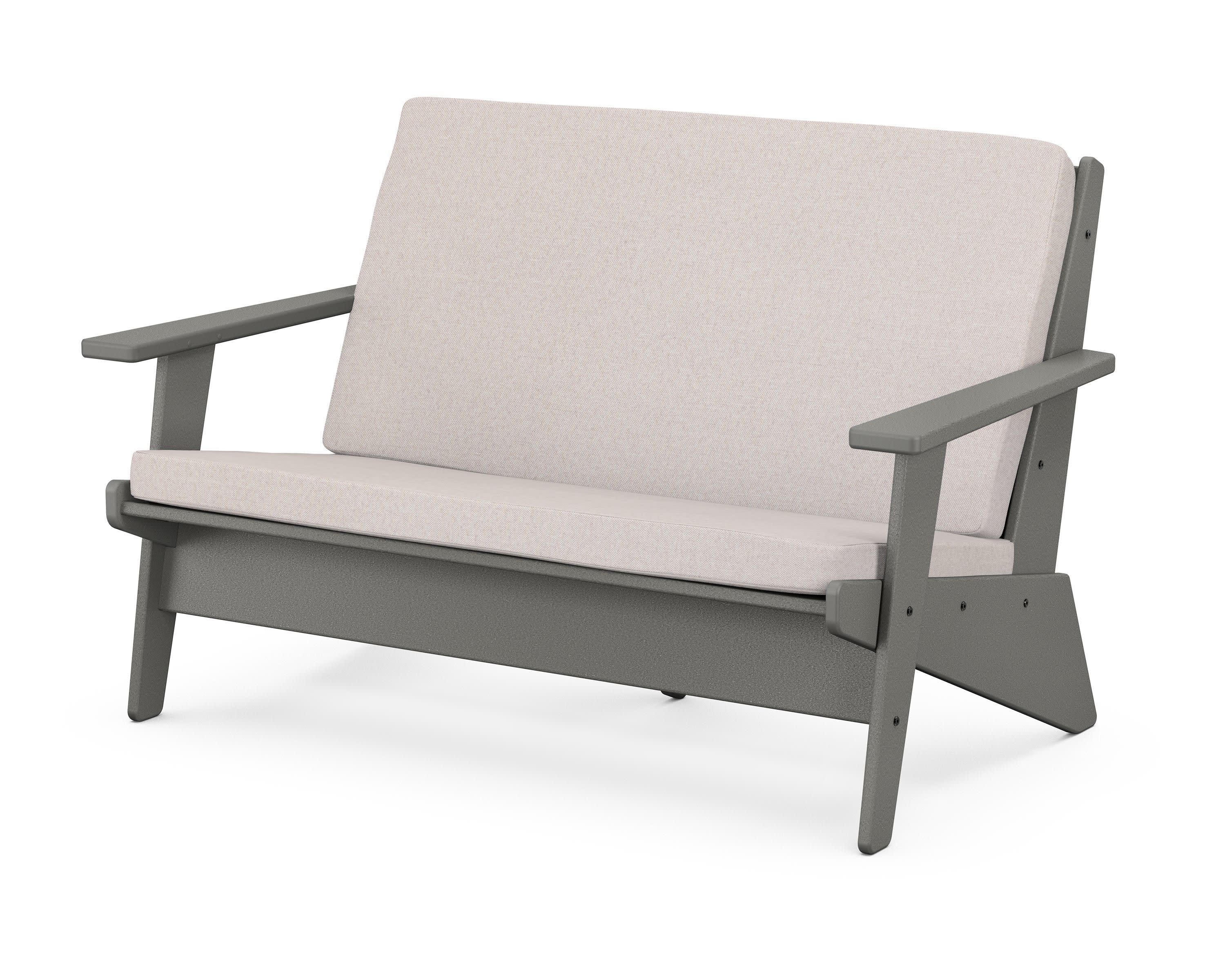 Riviera Modern Lounge Loveseat in Slate Grey / Dune Burlap
