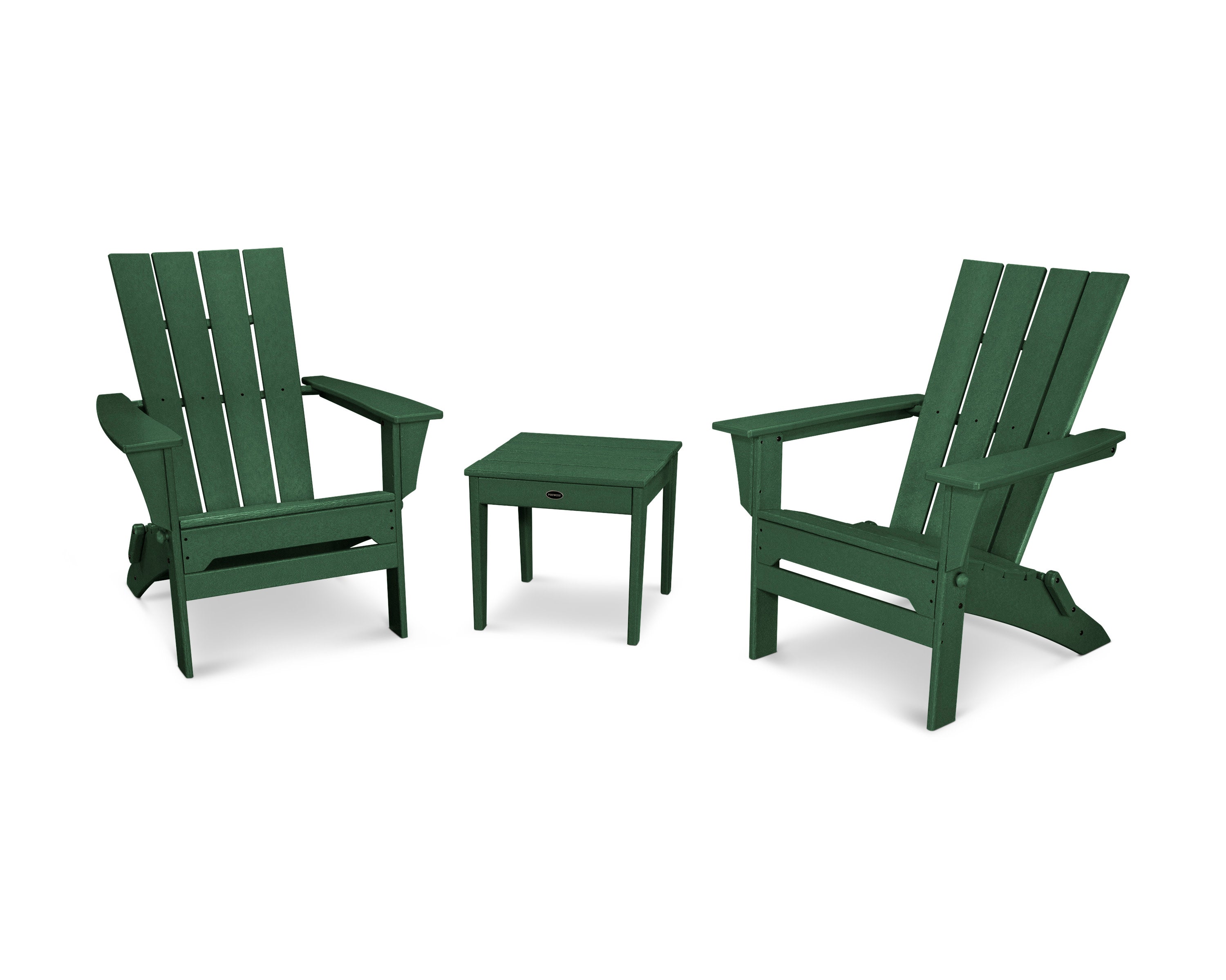 Quattro Folding Chair 3-Piece Adirondack Set in Green