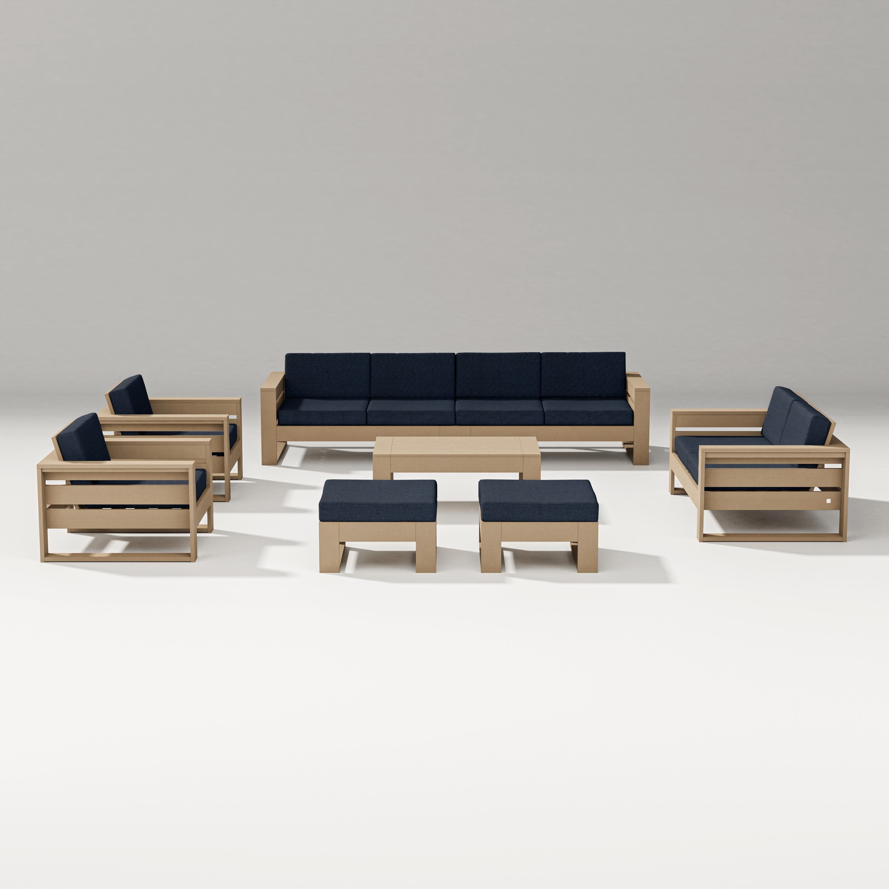 Latitude 8-Piece Lounge Sofa Set in Vintage Sahara / Marine Indigo