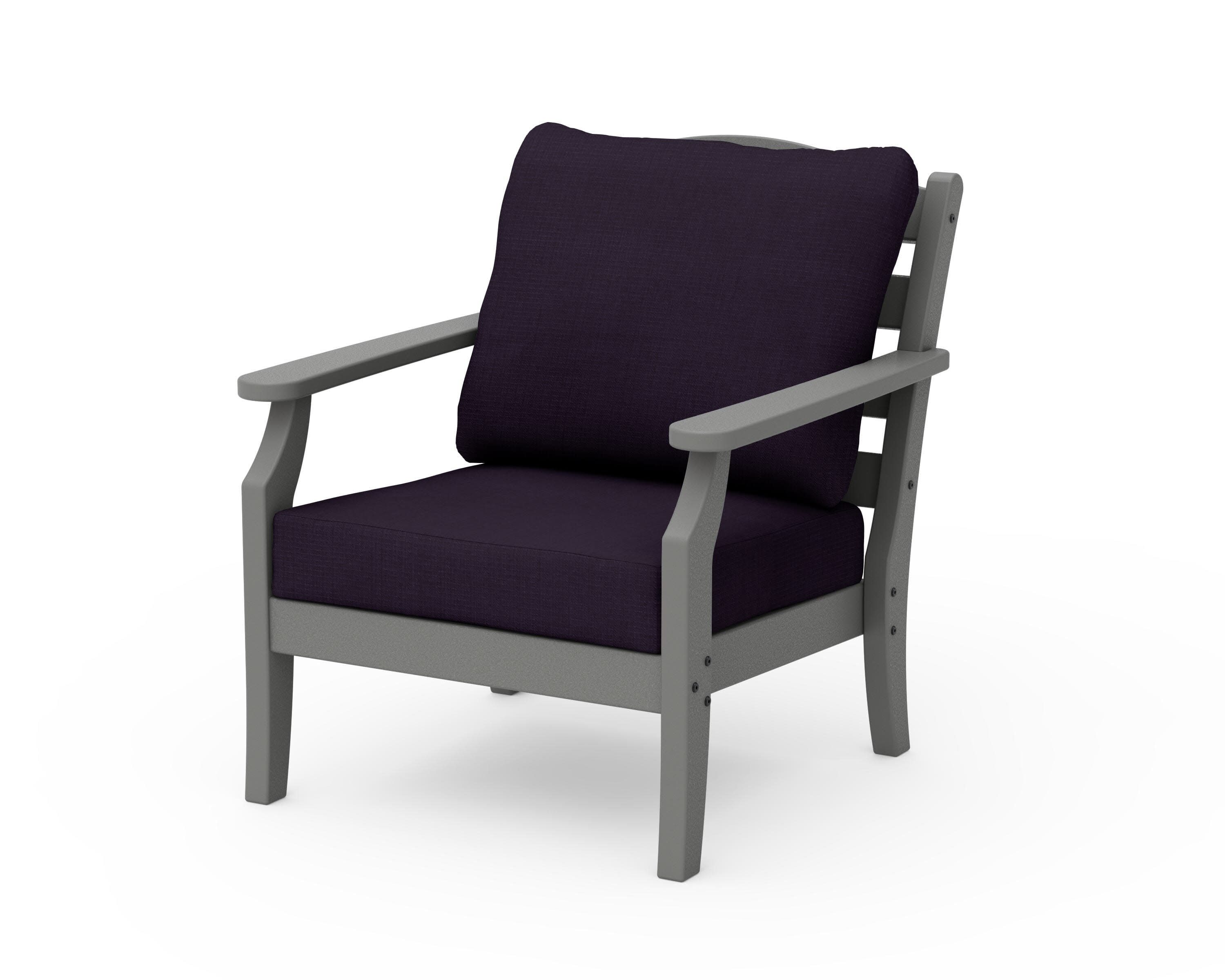 Savannah Deep Seating Chair in Slate Grey / Navy Linen