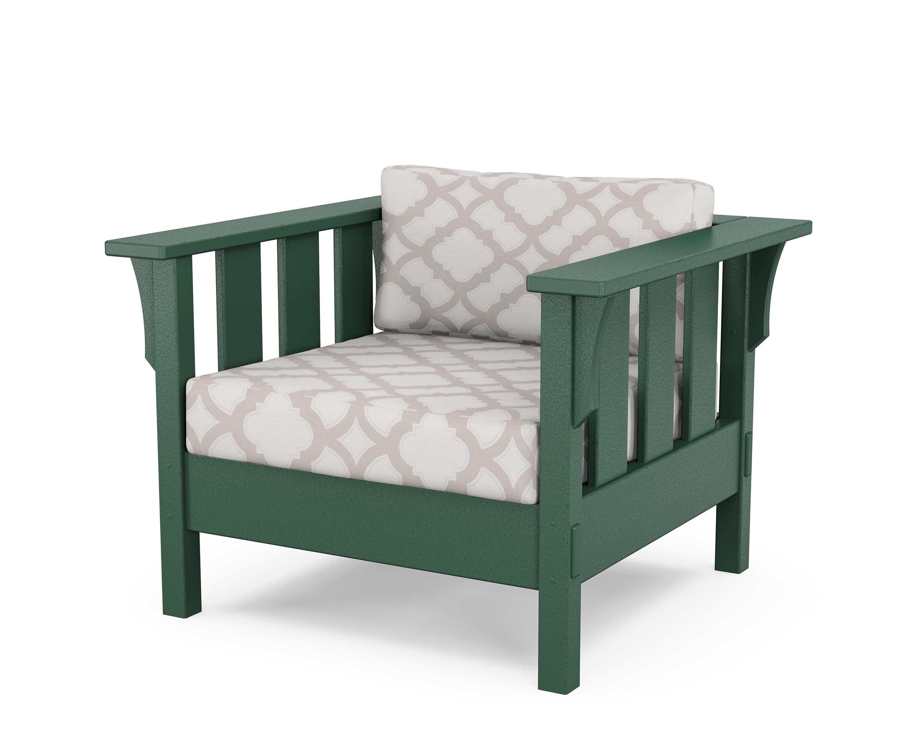 Acadia Deep Seating Chair in Green / Trellis Dune Burlap