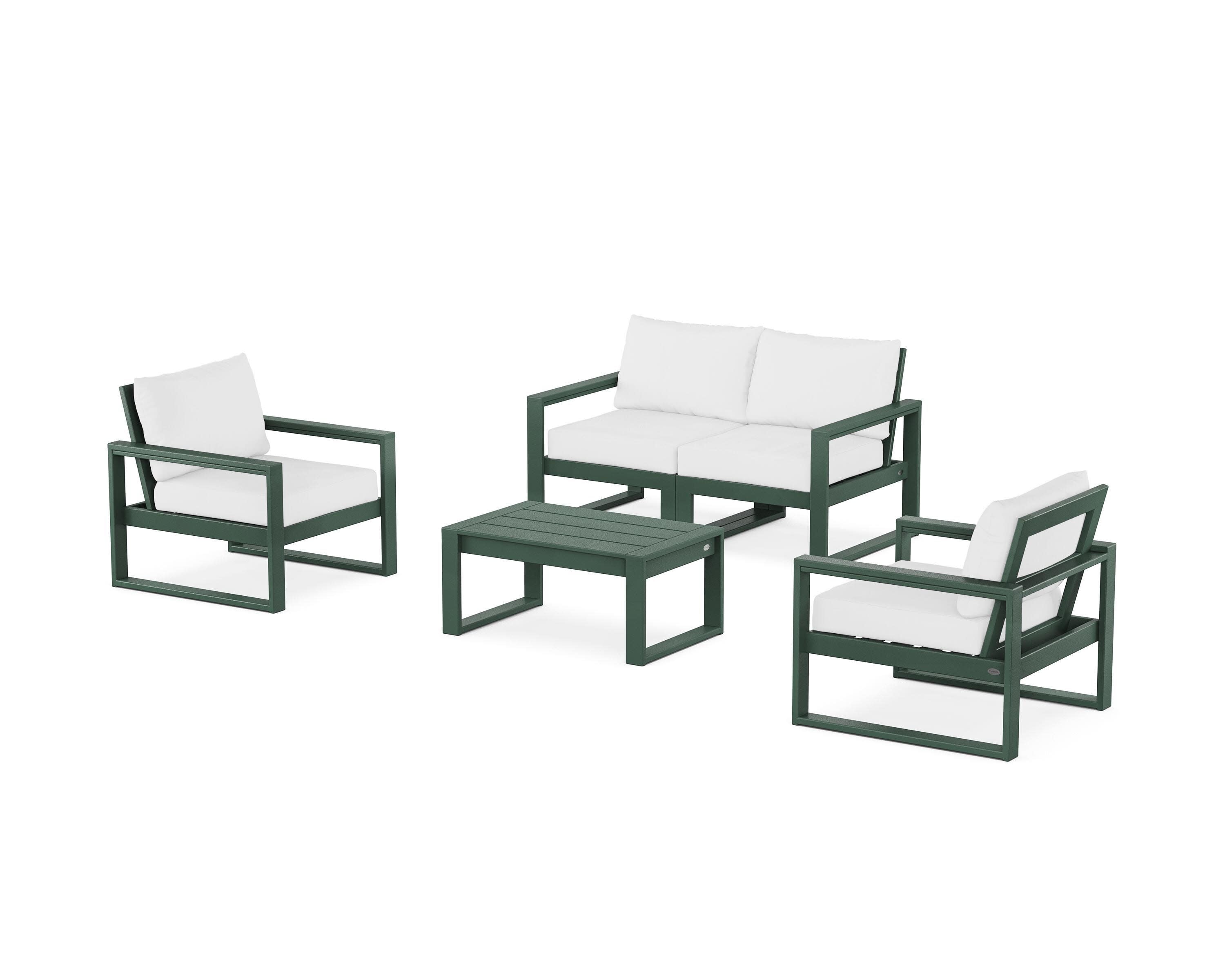 EDGE Sectional 4-Piece Deep Seating Set with Loveseat in Green / Natural