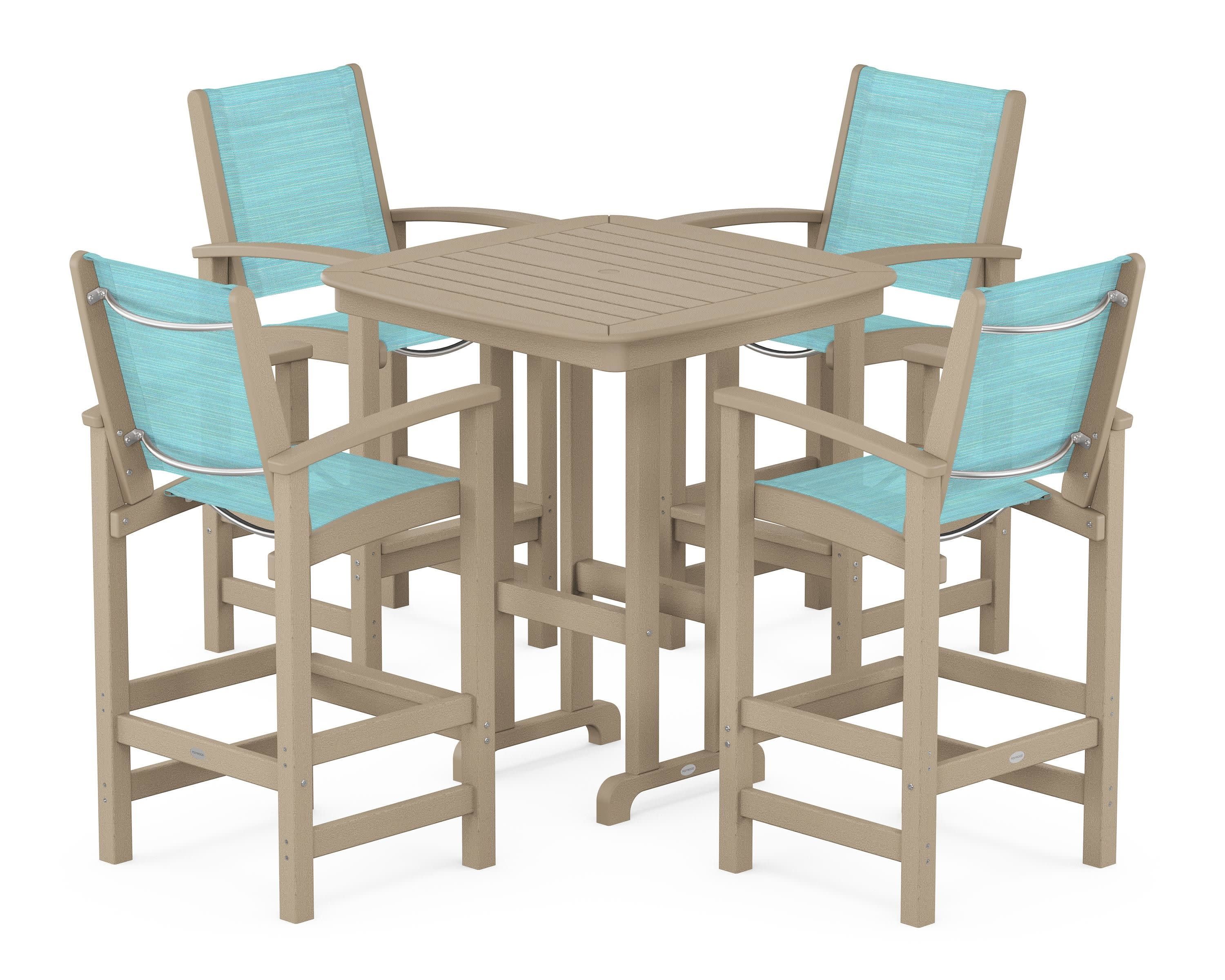 Coastal 5-Piece Bar Set in Vintage Sahara / Dupioni Aquamarine Sling