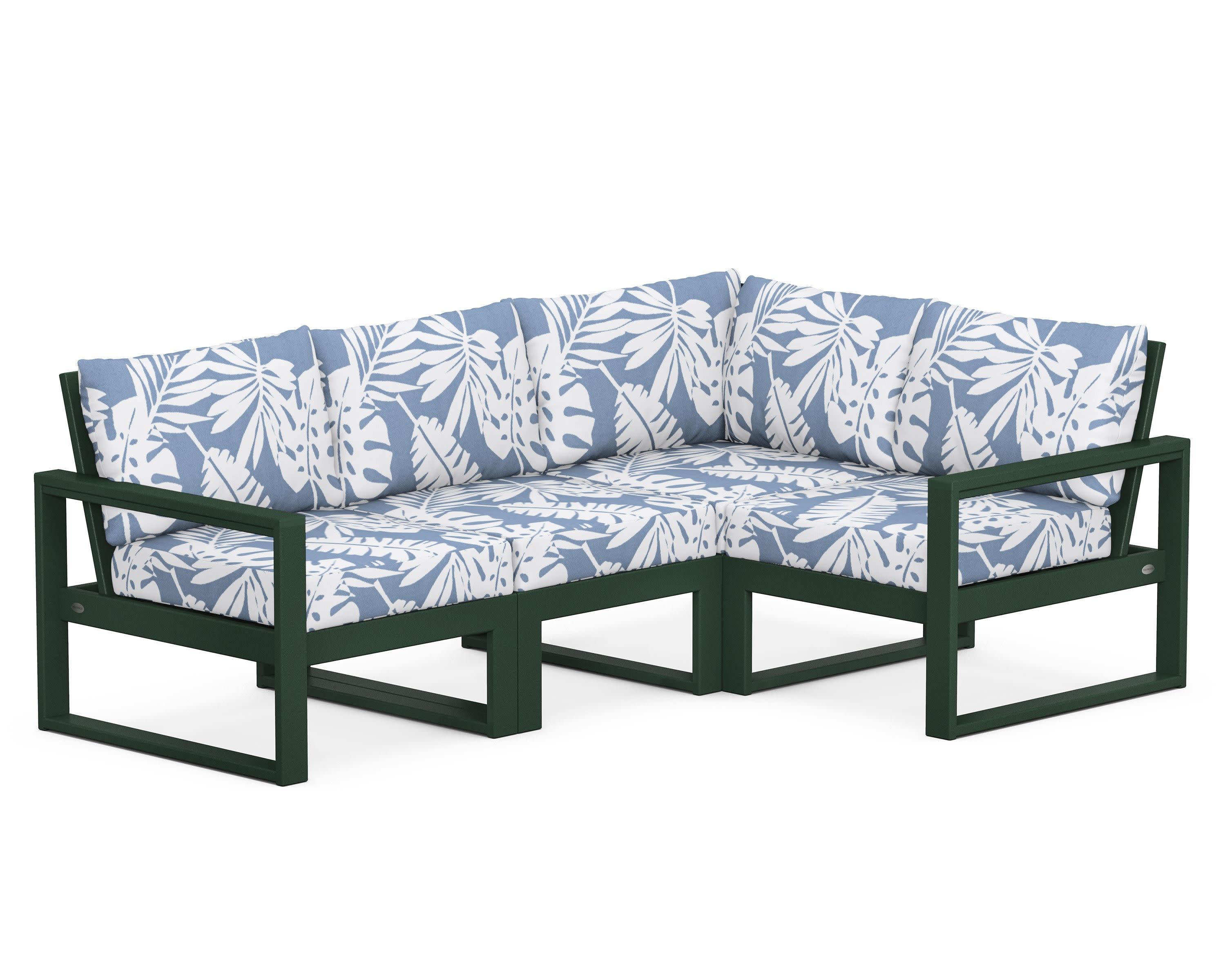 EDGE 4-Piece Modular Deep Seating Set in Green / Leaf Sky Blue