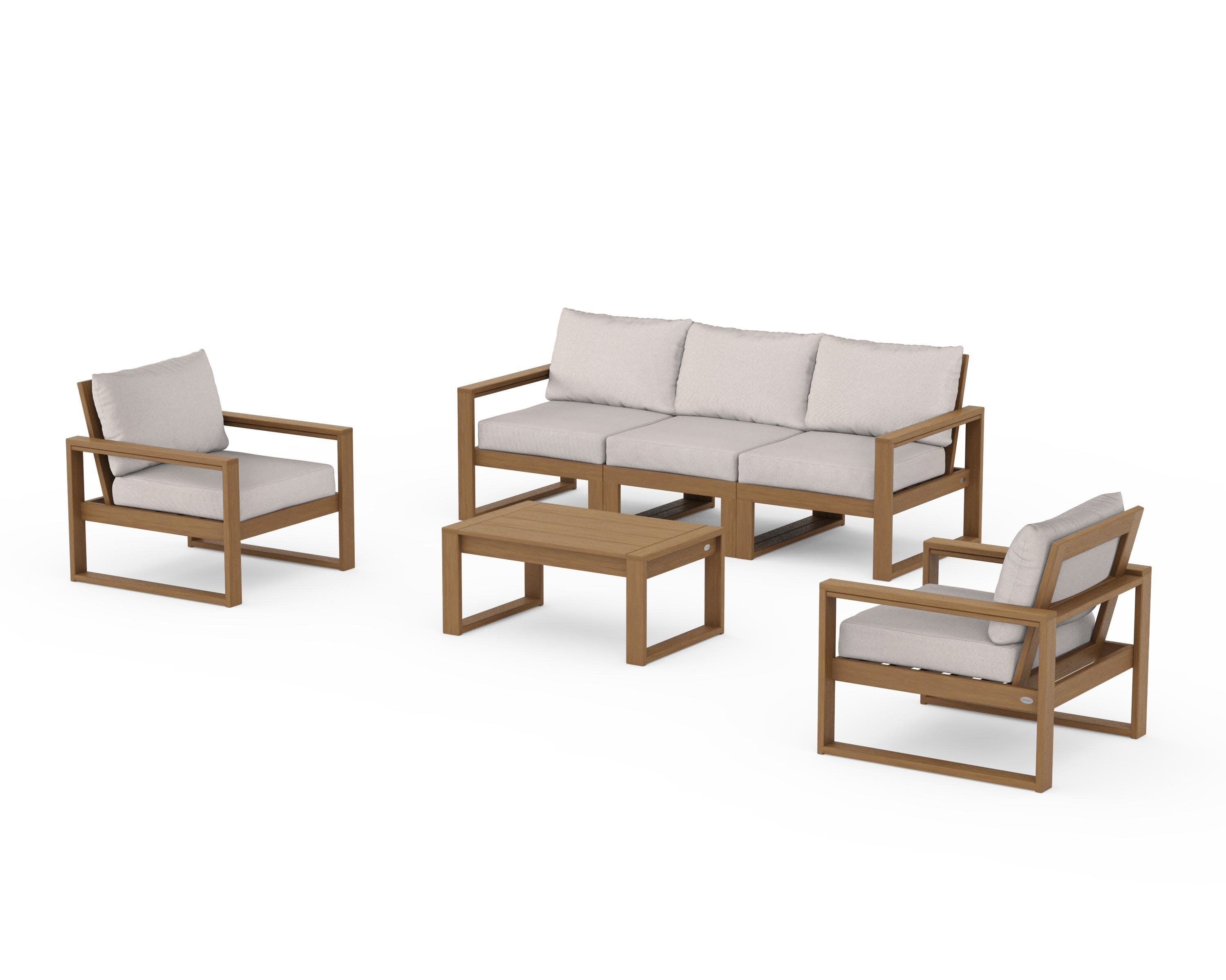 EDGE Sectional 4-Piece Deep Seating Set with Sofa in Natural / Dune Burlap