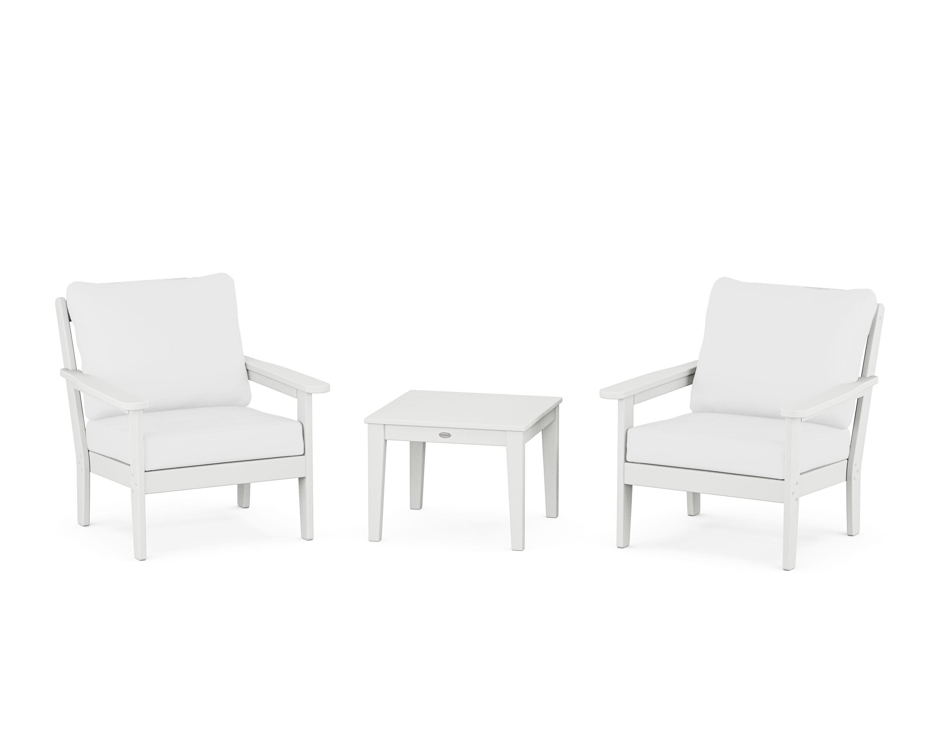 Cottage 3-Piece Deep Seating Set in White / Natural
