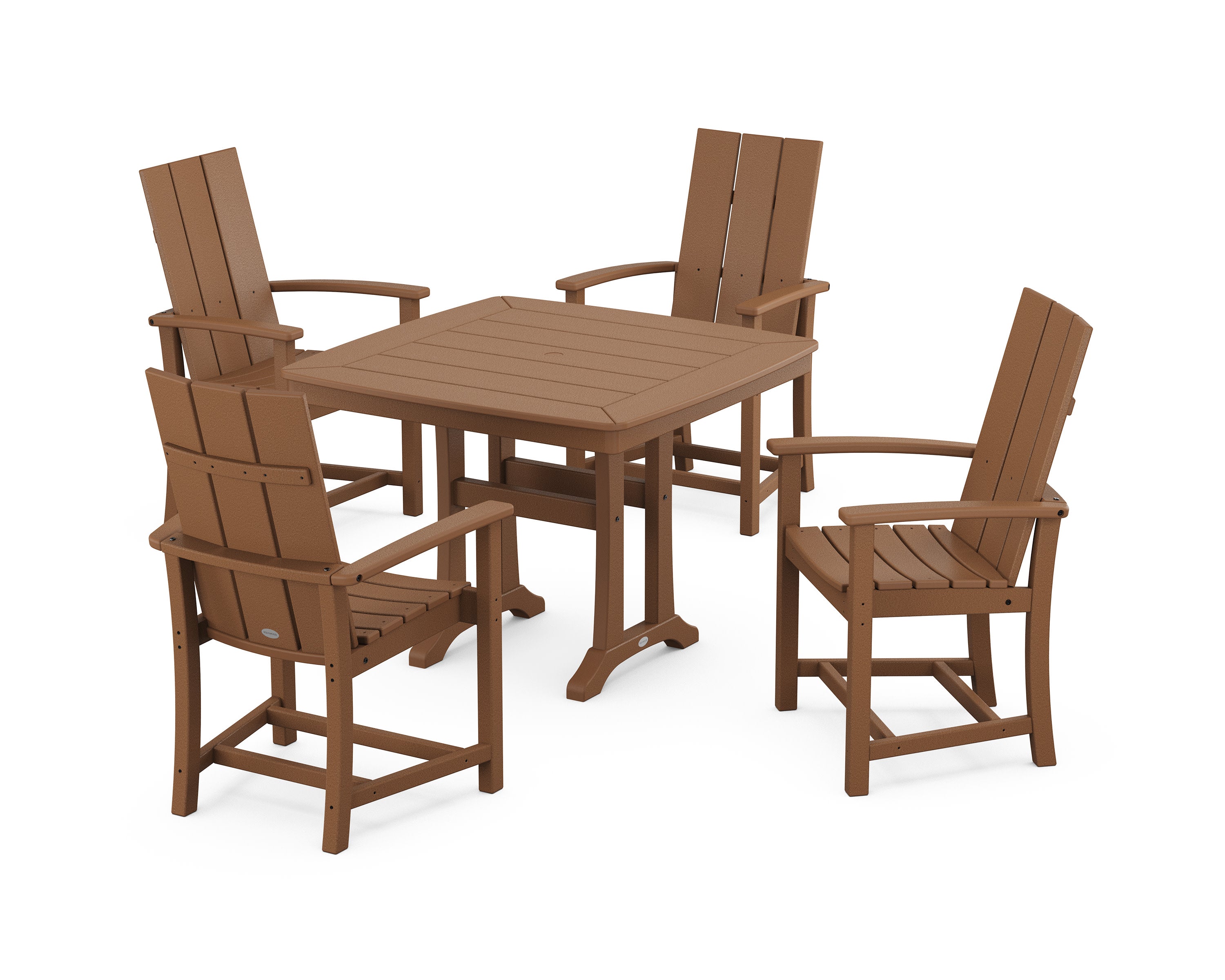Modern Adirondack 5-Piece Dining Set with Trestle Legs in Teak