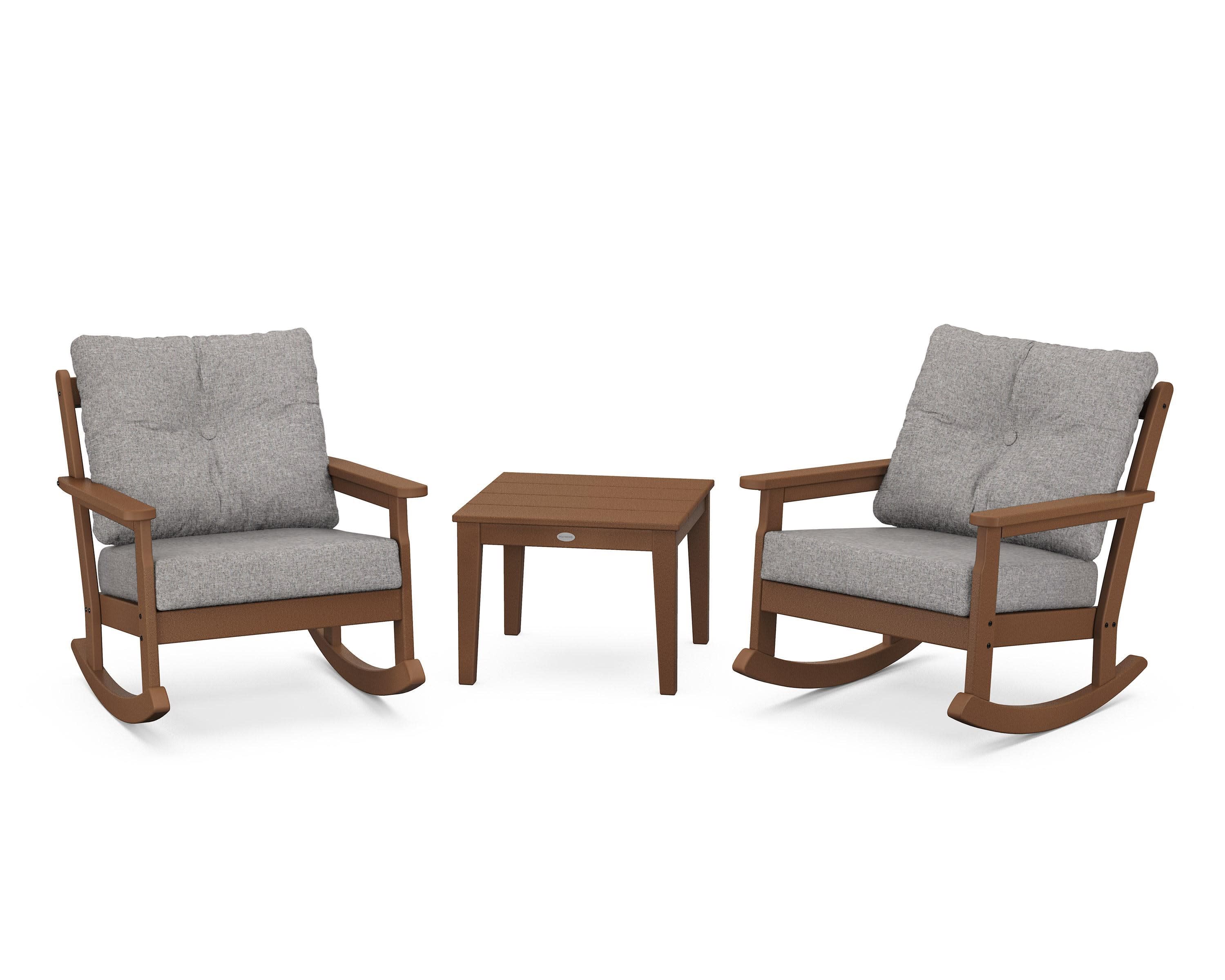Vineyard 3-Piece Deep Seating Rocker Set in Teak / Grey Mist