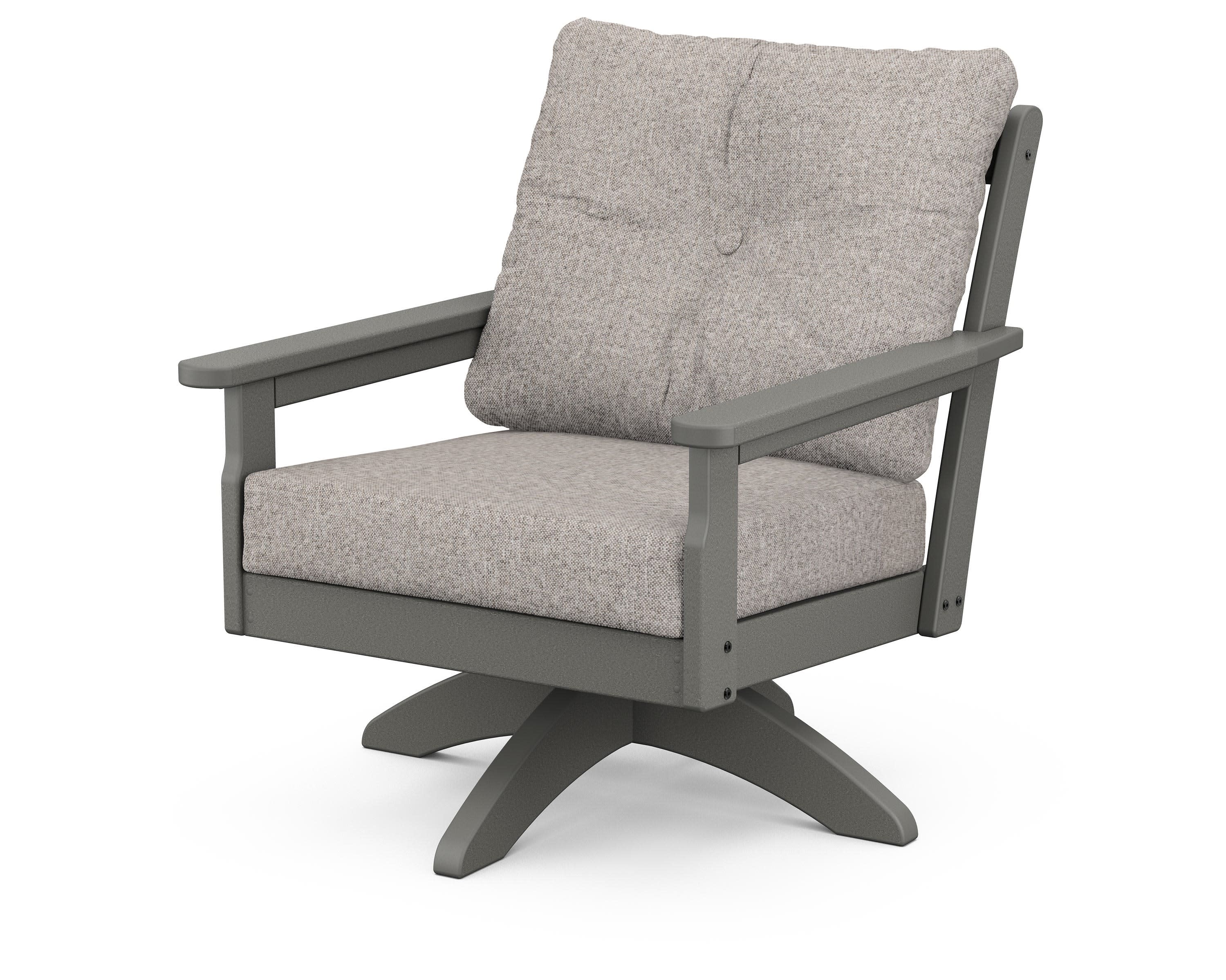 Vineyard Deep Seating Swivel Chair in Slate Grey / Weathered Tweed