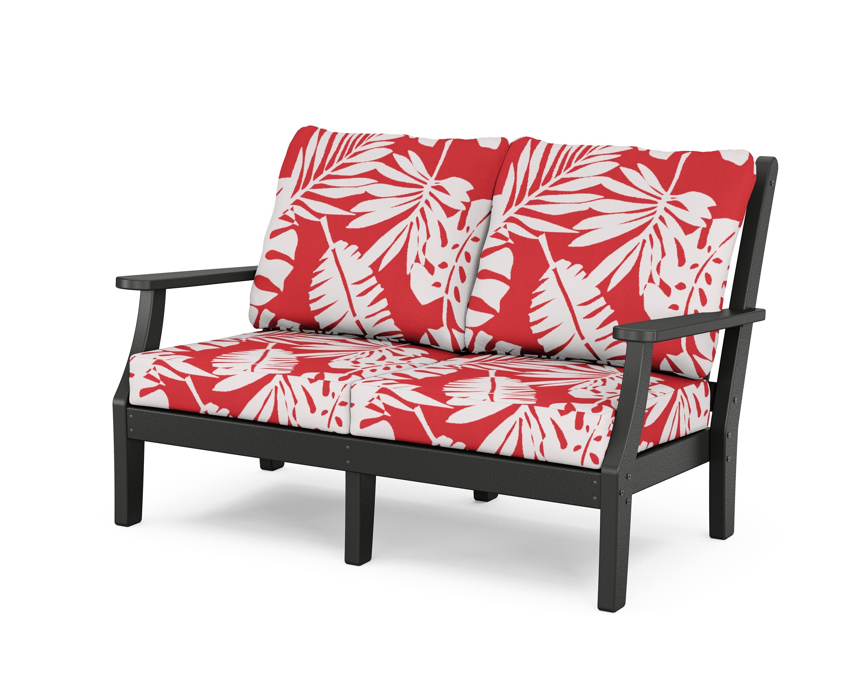 Wovendale Deep Seating Loveseat in Black / Leaf Crimson