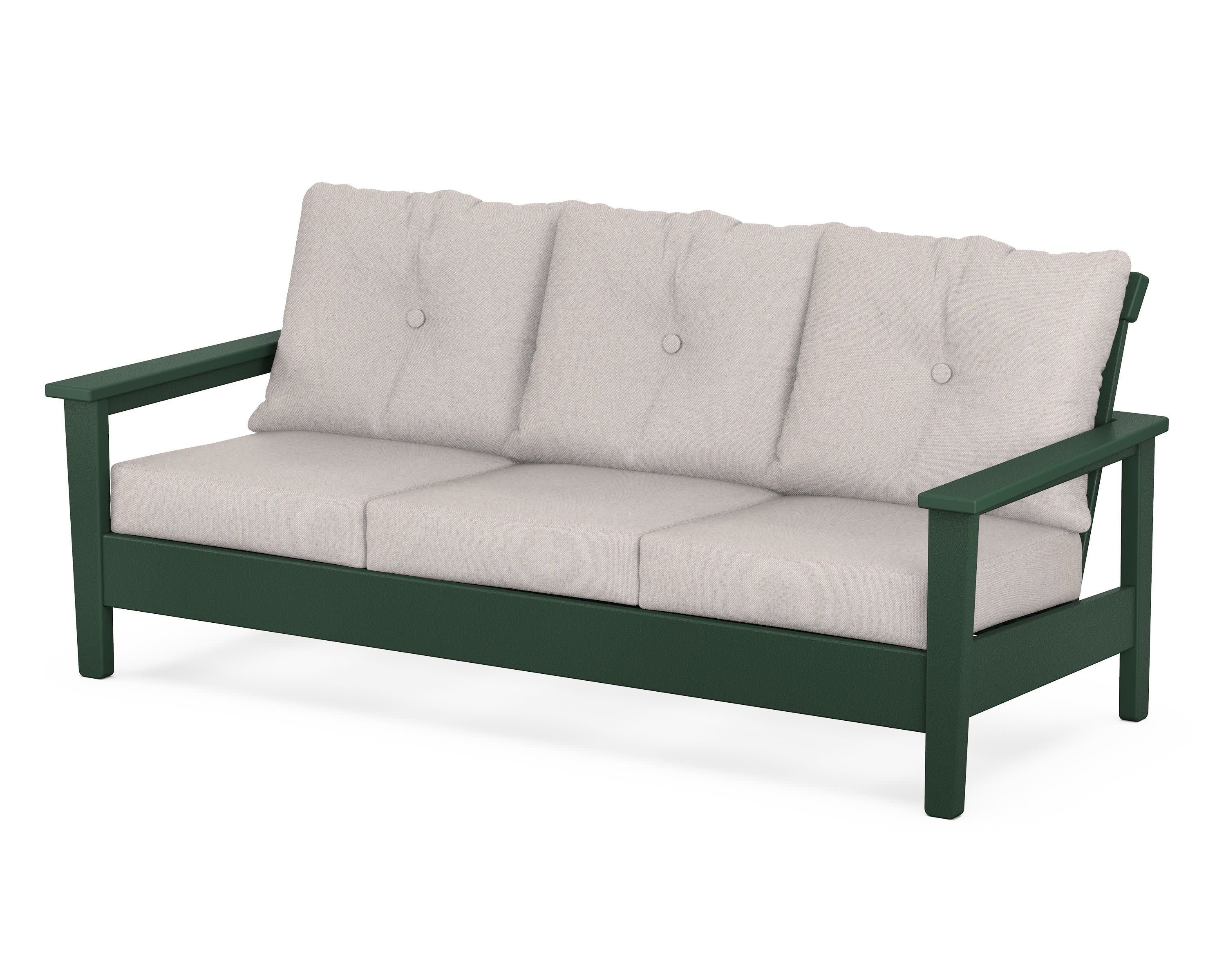 Prescott Deep Seating Sofa in Green / Dune Burlap