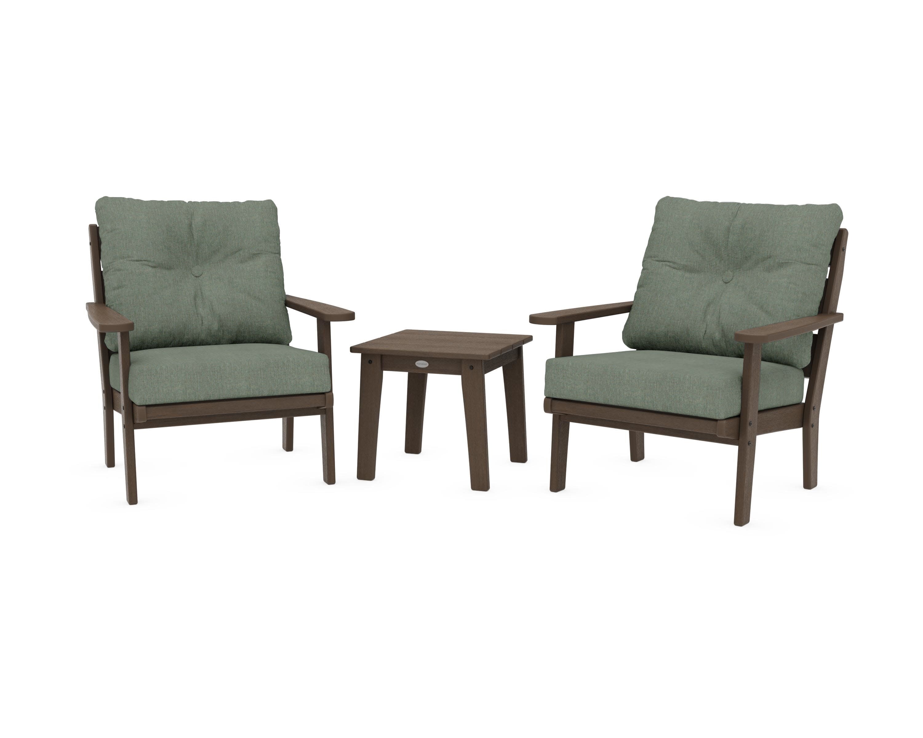 Lakeside 3-Piece Deep Seating Chair Set in Kona / Cast Sage