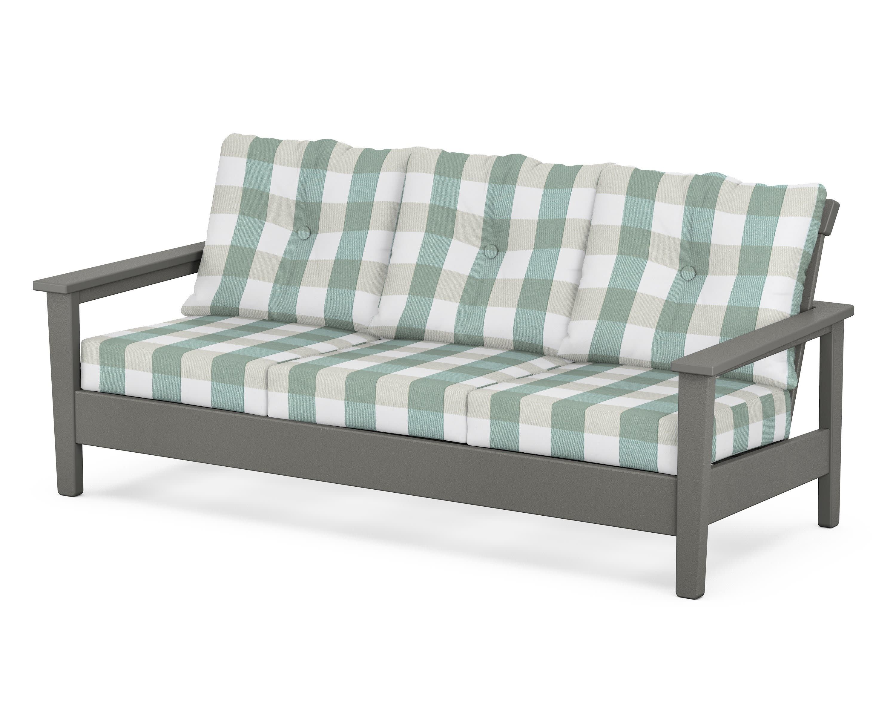 Prescott Deep Seating Sofa in Slate Grey / Buffalo Plaid Glacier Spa