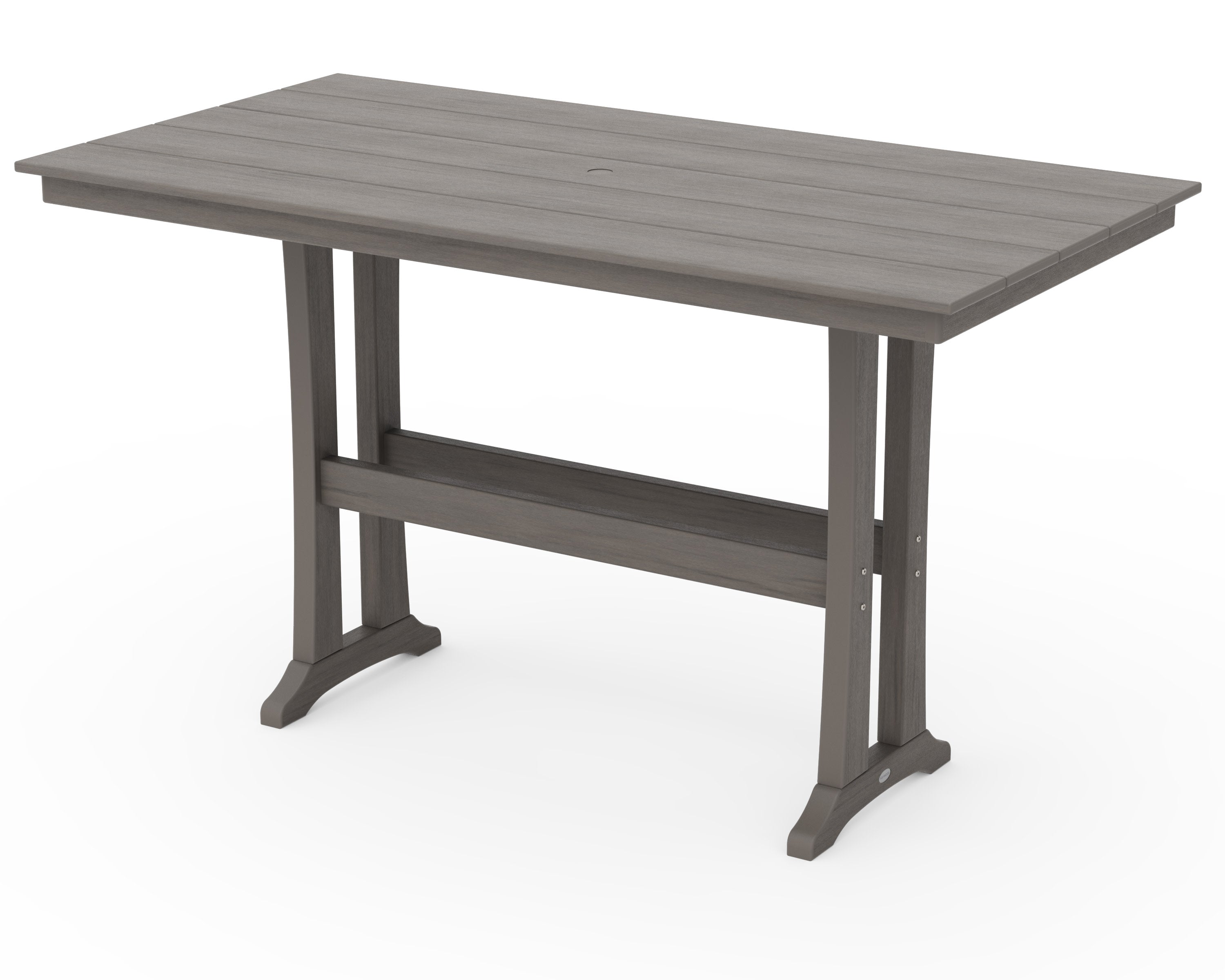 Farmhouse Trestle 37" x 72" Bar Table in Driftwood