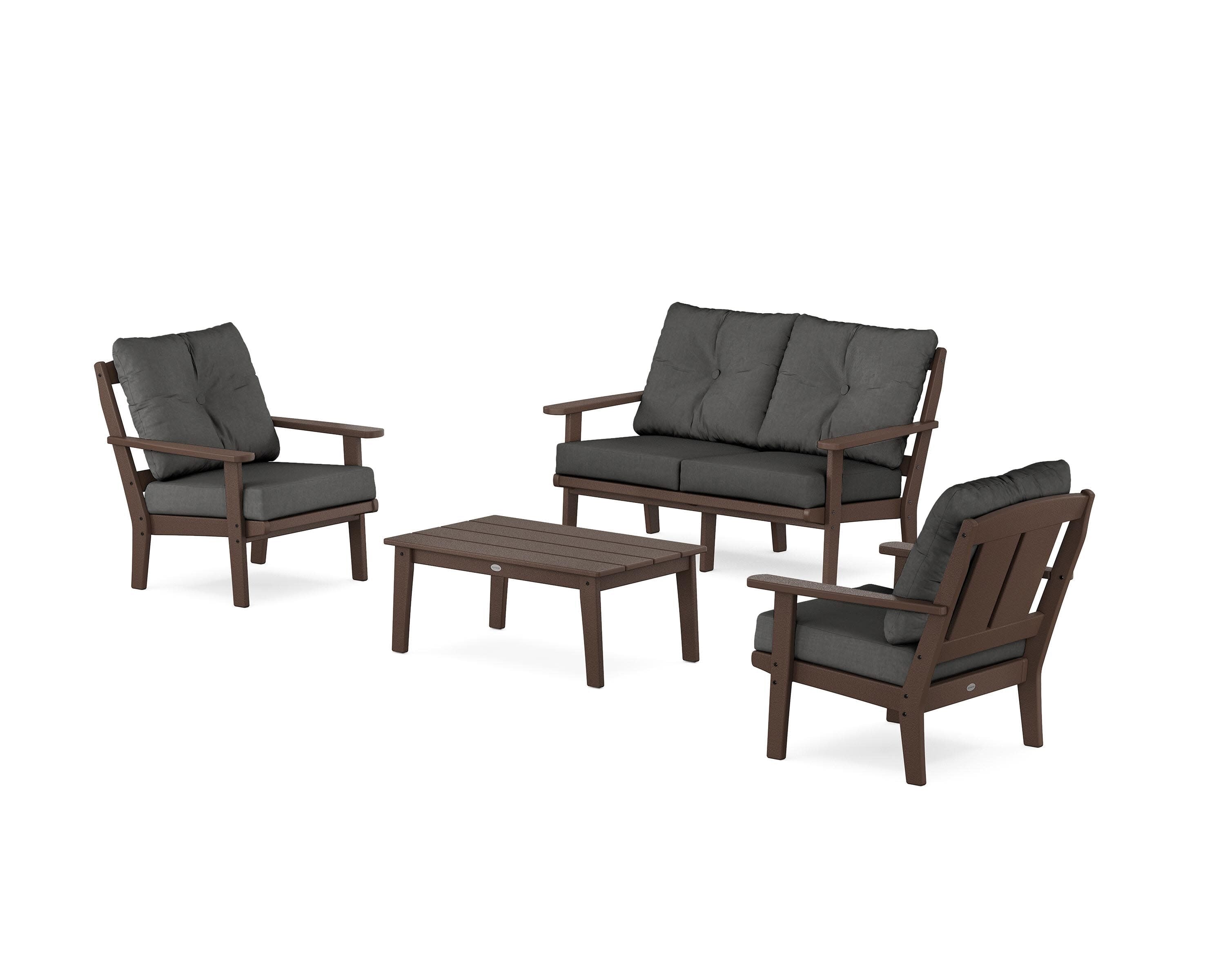 Mission 4-Piece Deep Seating Set with Loveseat in Mahogany / Spectrum Carbon
