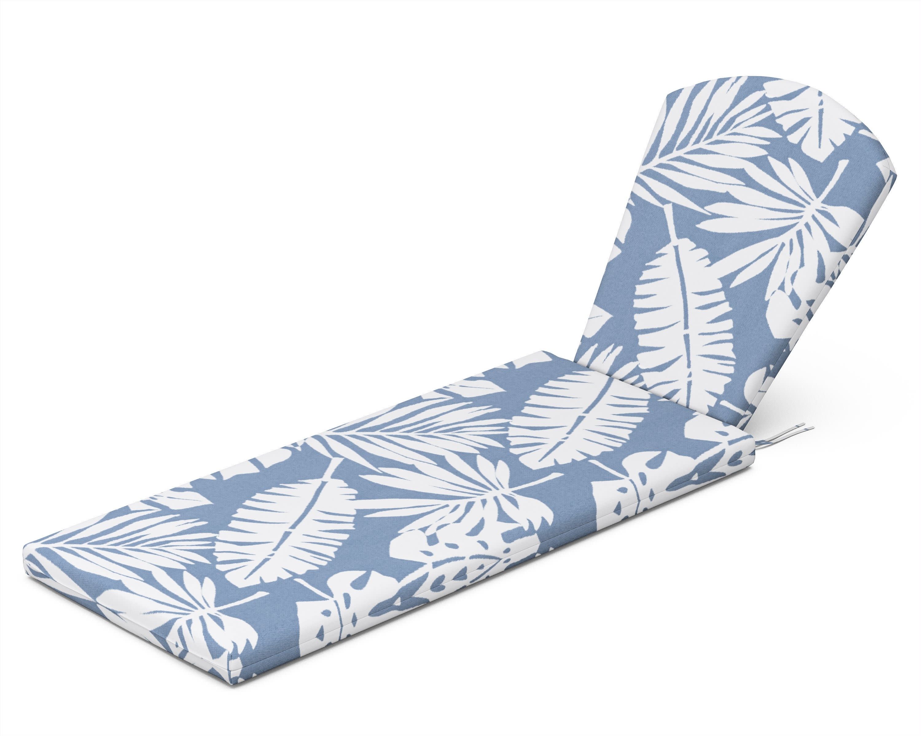 Chaise Cushion in Leaf Sky Blue
