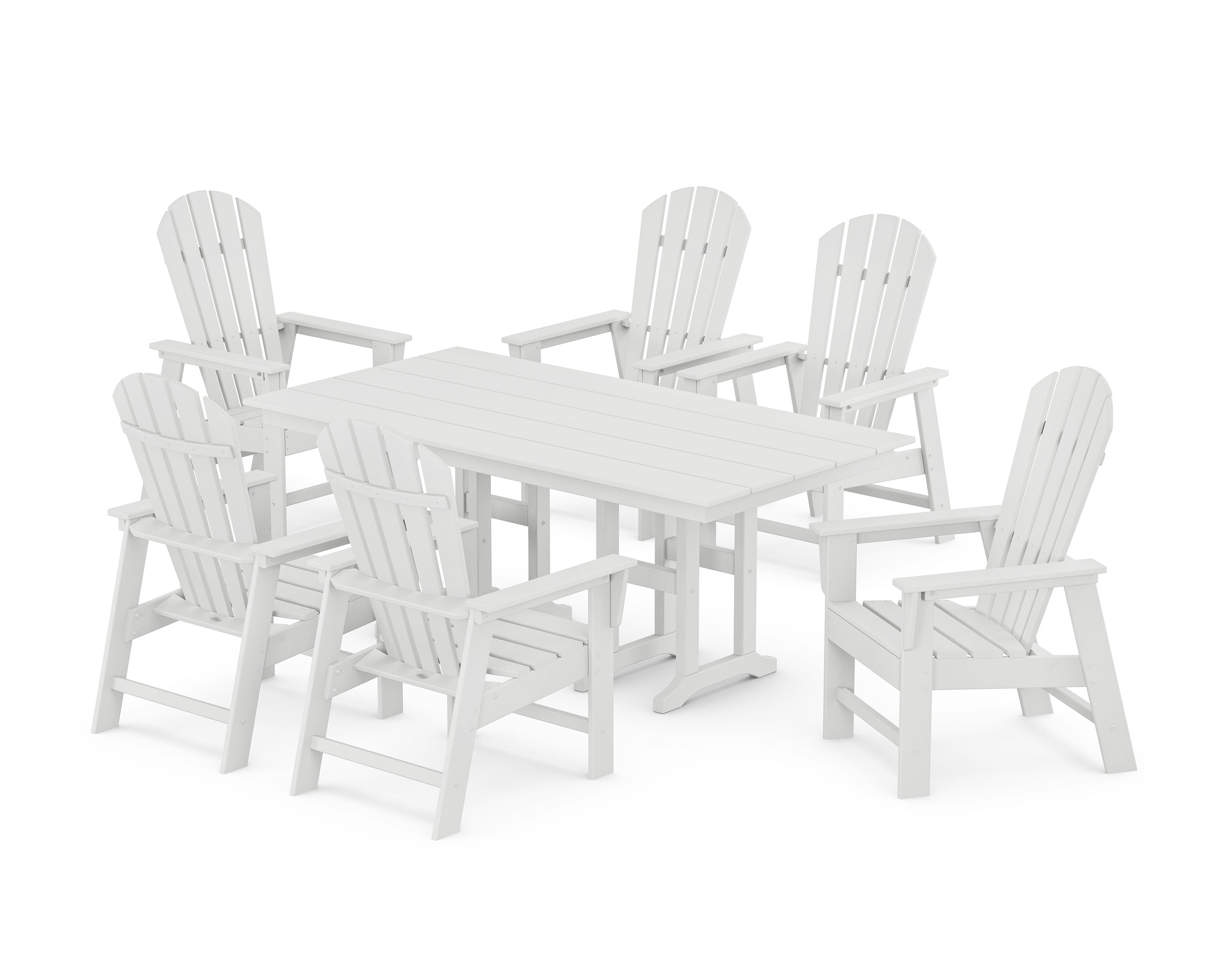 South Beach 7-Piece Farmhouse Dining Set in White