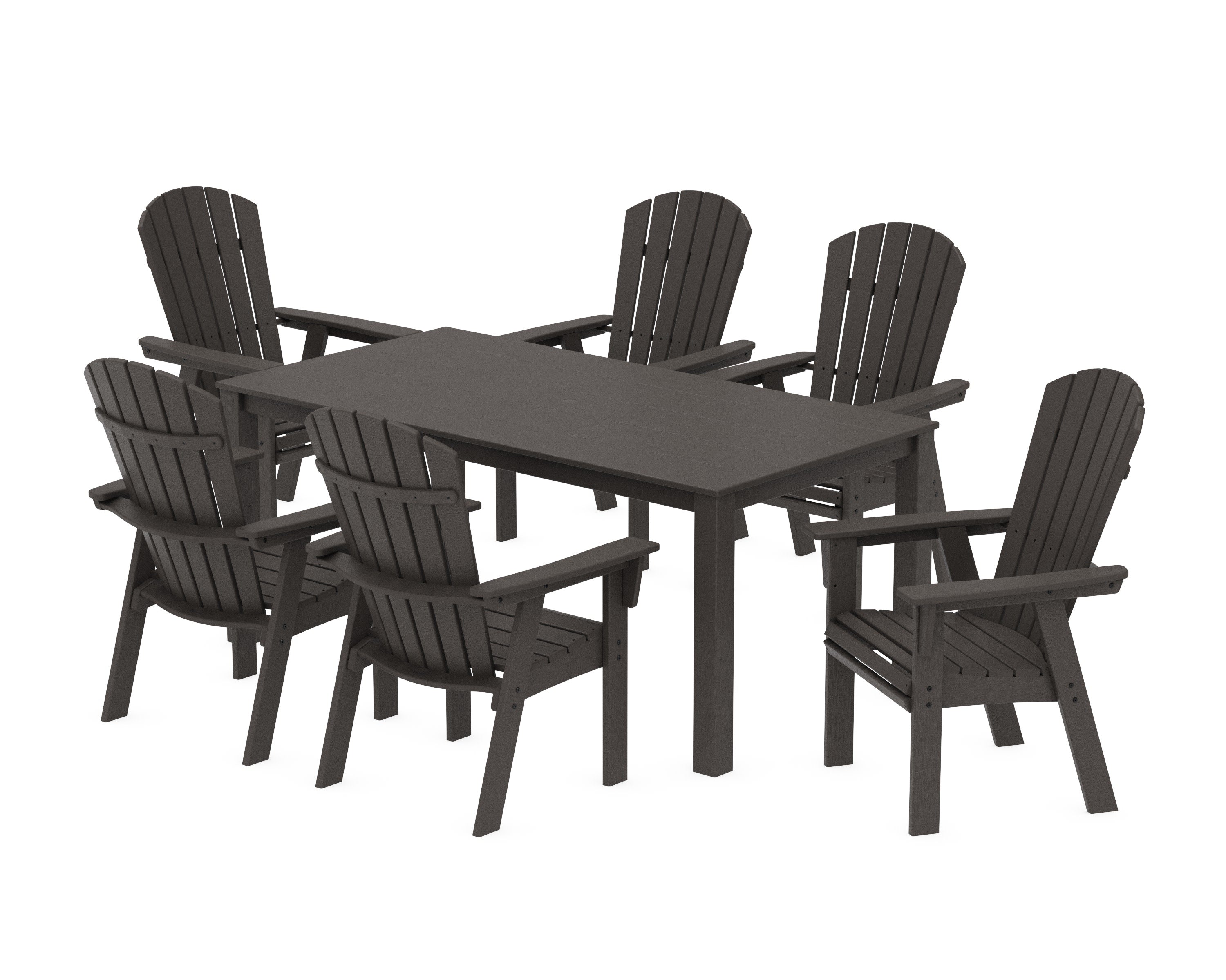 Nautical Curveback Adirondack 7-Piece Parsons Dining Set in Vintage Coffee