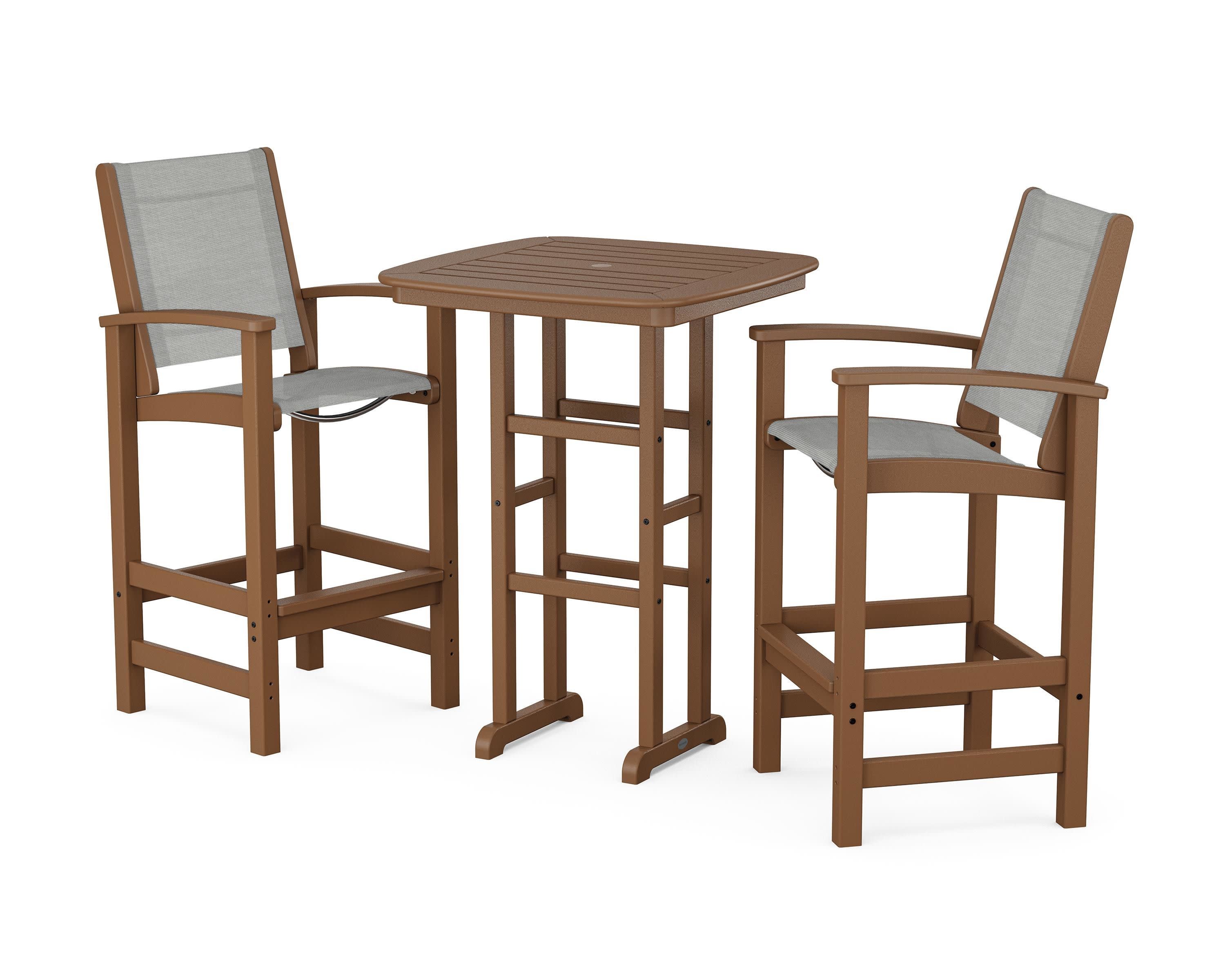 Coastal 3-Piece Bar Set in Teak / Metallic Sling