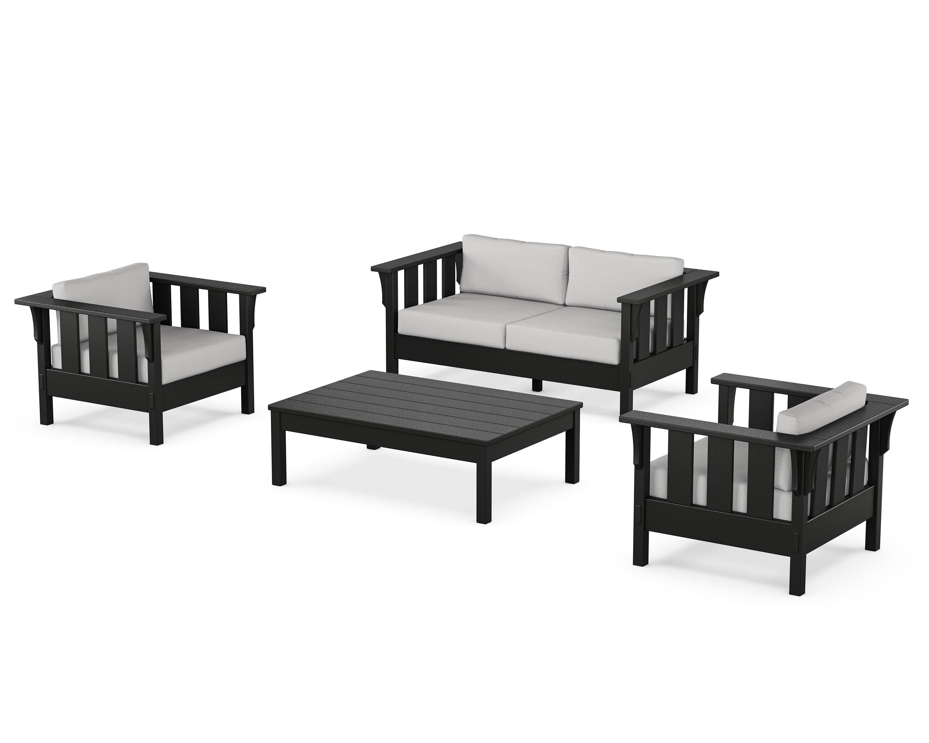 Acadia 4-Piece Deep Seating Set with Loveseat in Black / Diamond in the Rough