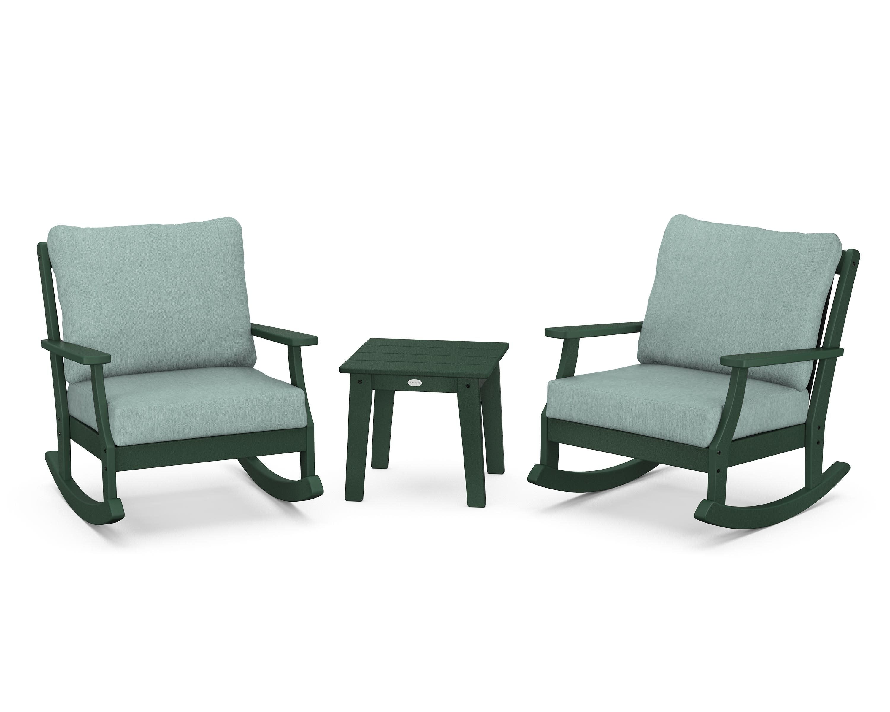 Braxton 3-Piece Deep Seating Rocker Set in Green / Glacier Spa