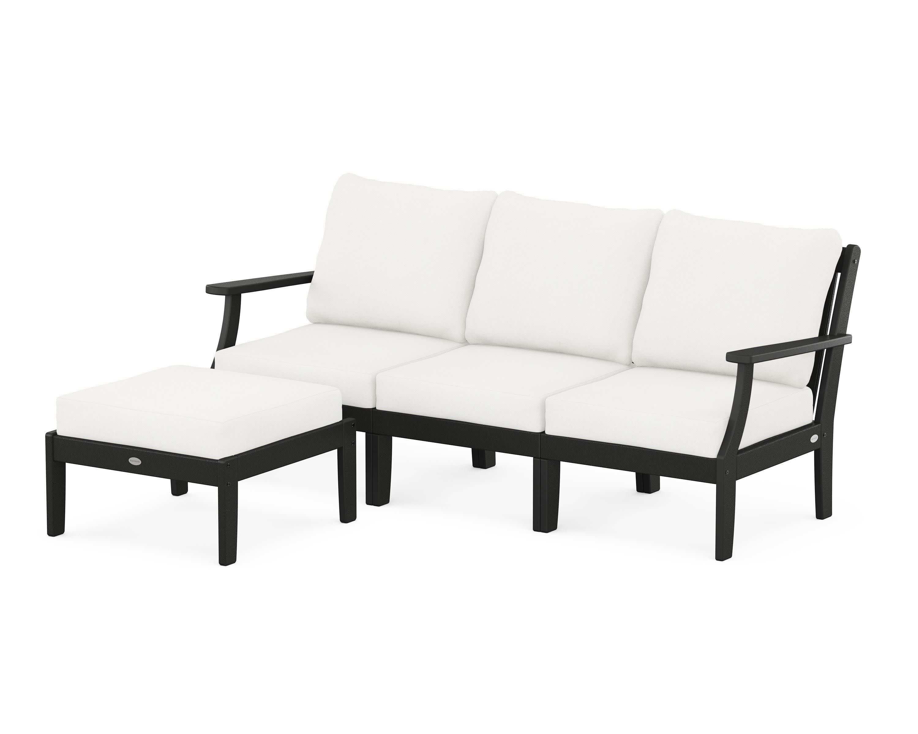 Braxton Modular 4-Piece Deep Seating Set with Ottoman in Black / Natural Linen
