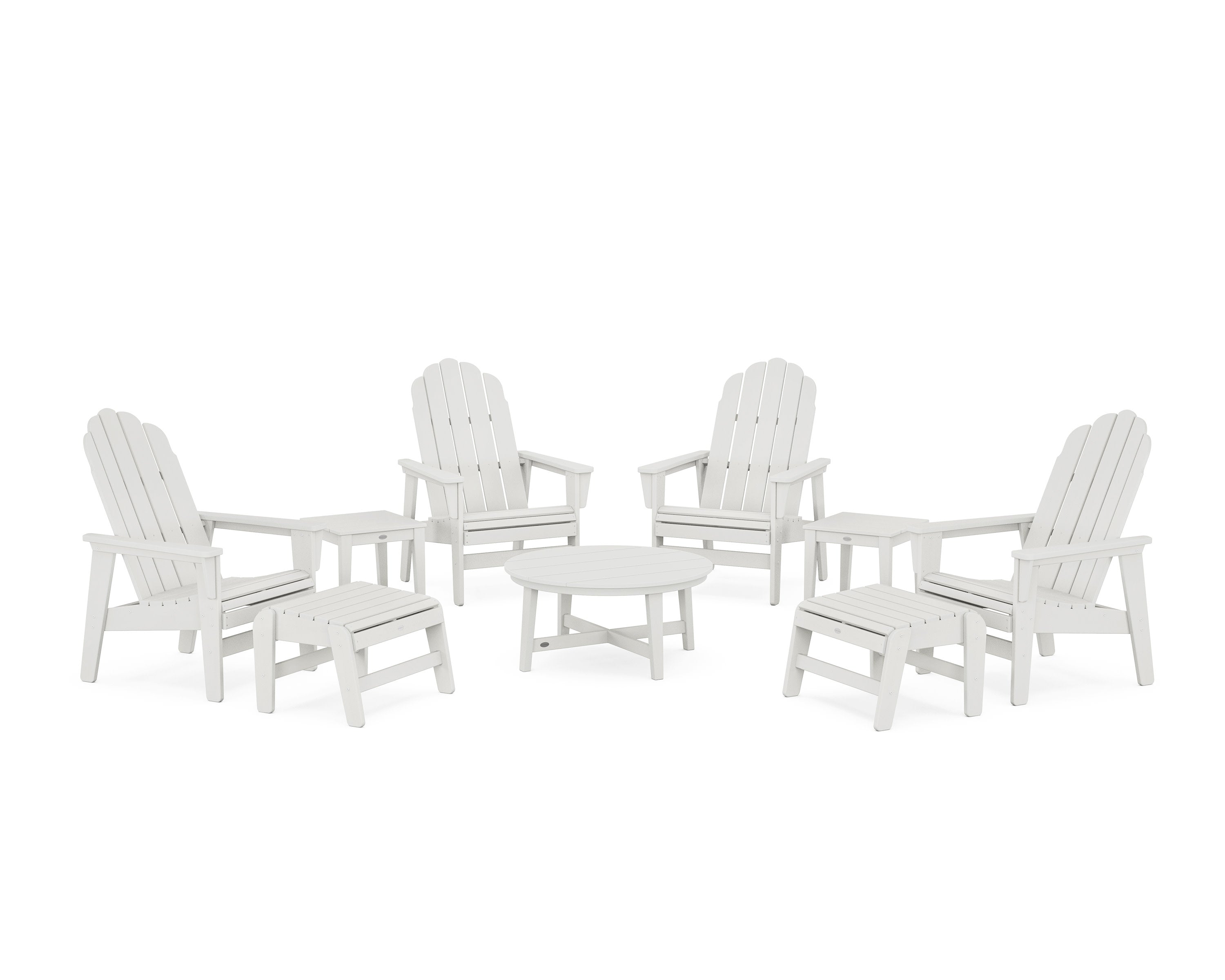 Vineyard Grand Upright Adirondack 9-Piece Conversation Set in Vintage White