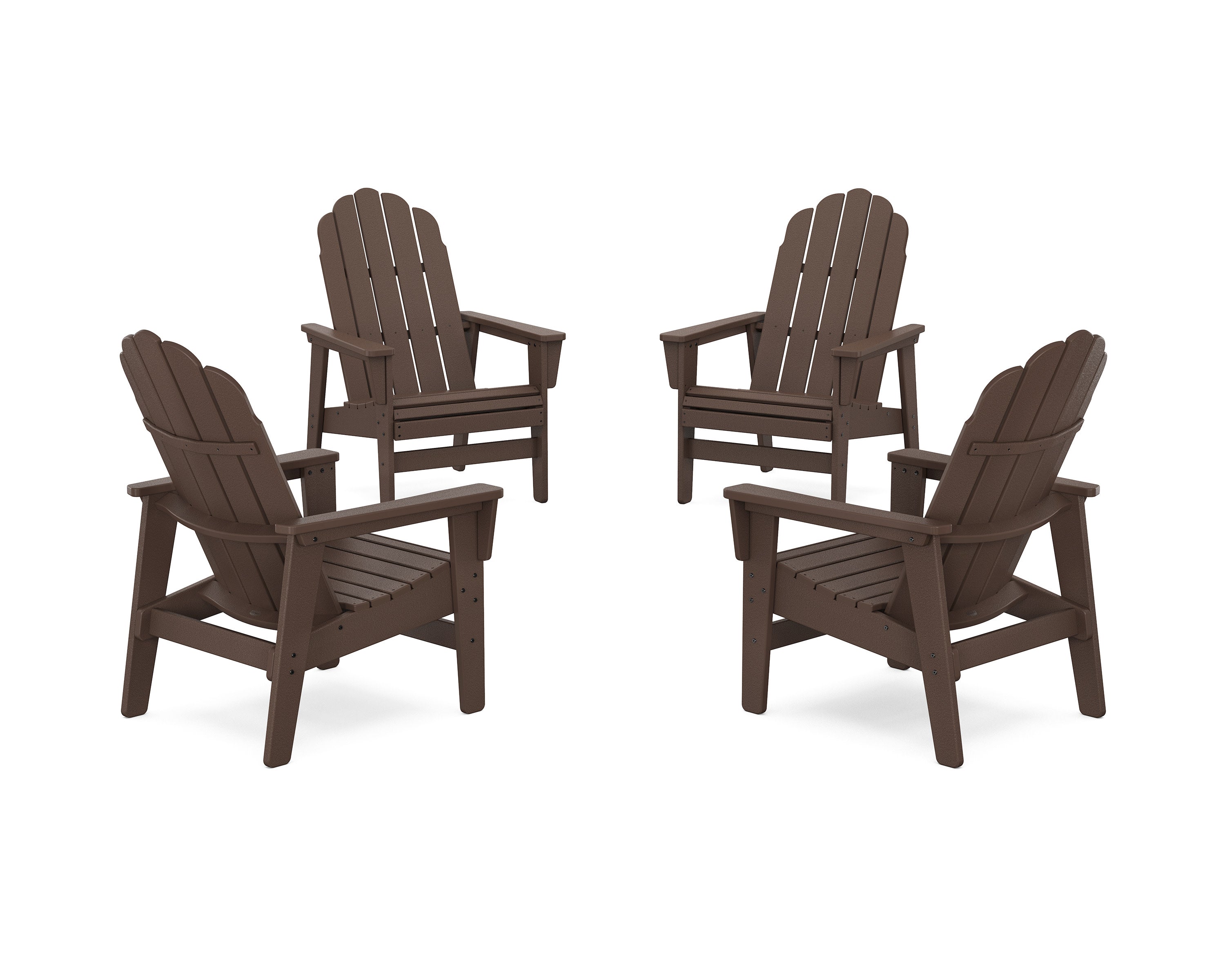 4-Piece Vineyard Grand Upright Adirondack Chair Conversation Set in Mahogany