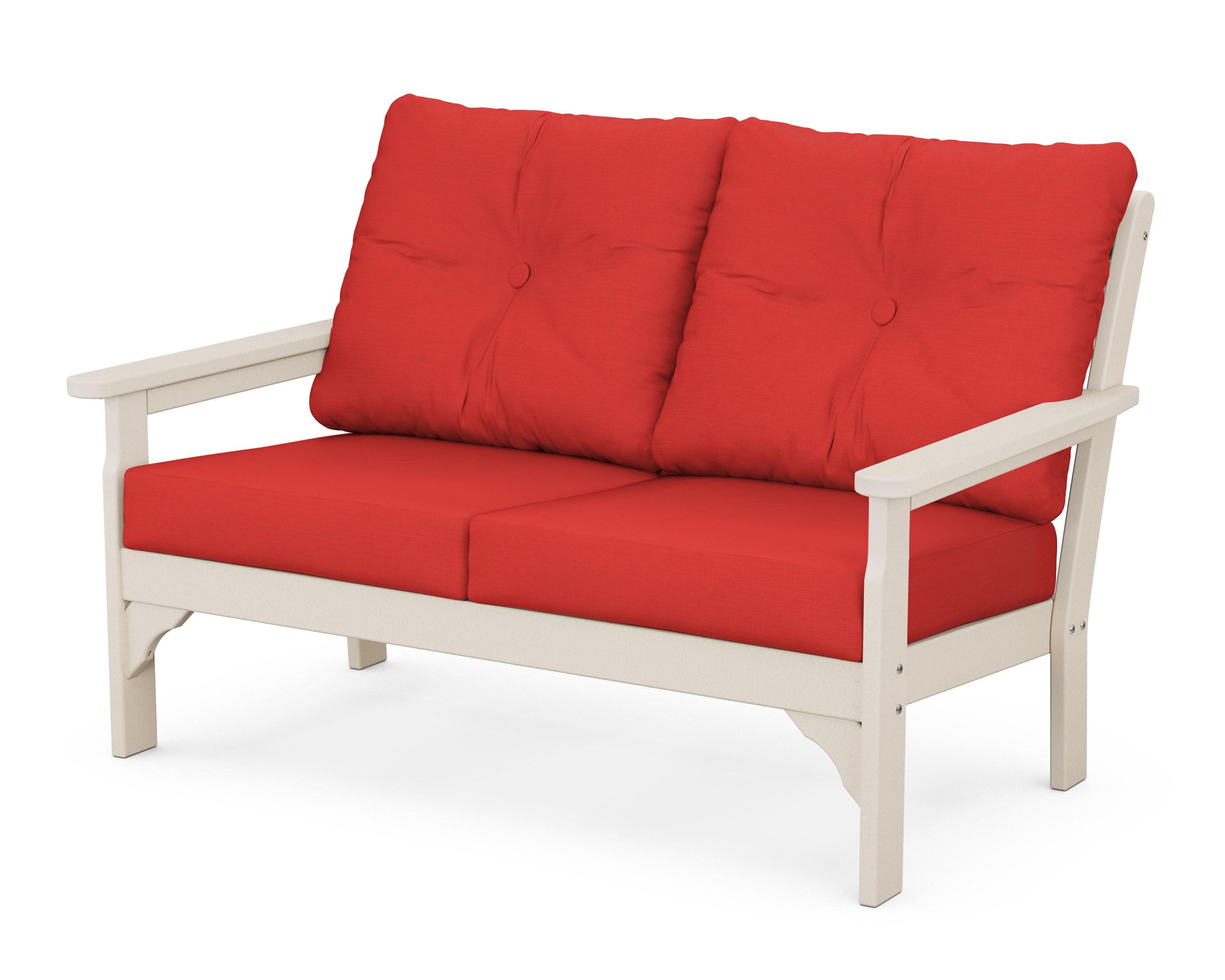 Vineyard Deep Seating Loveseat in Sand / Crimson Linen