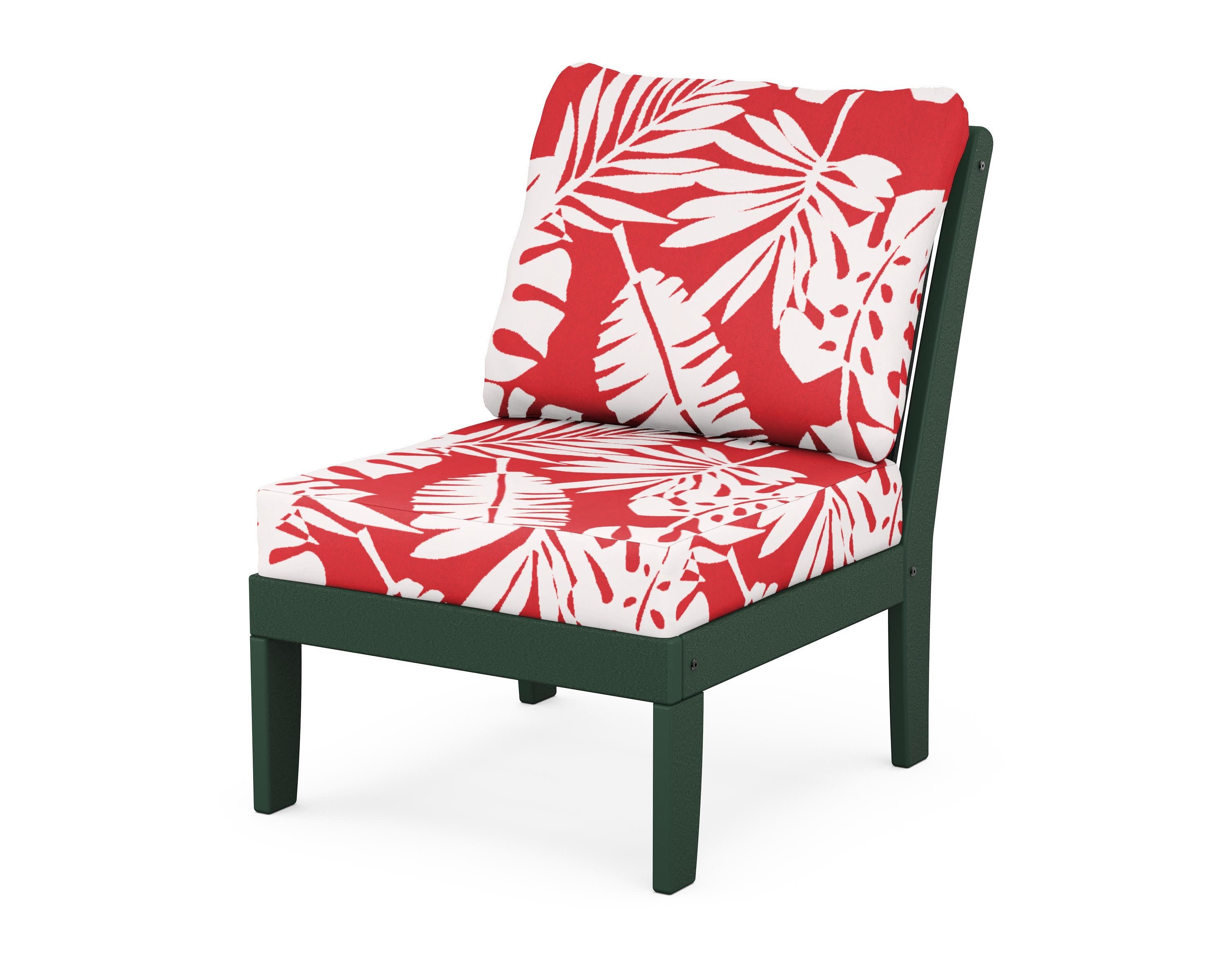Braxton Modular Armless Chair in Green / Leaf Crimson