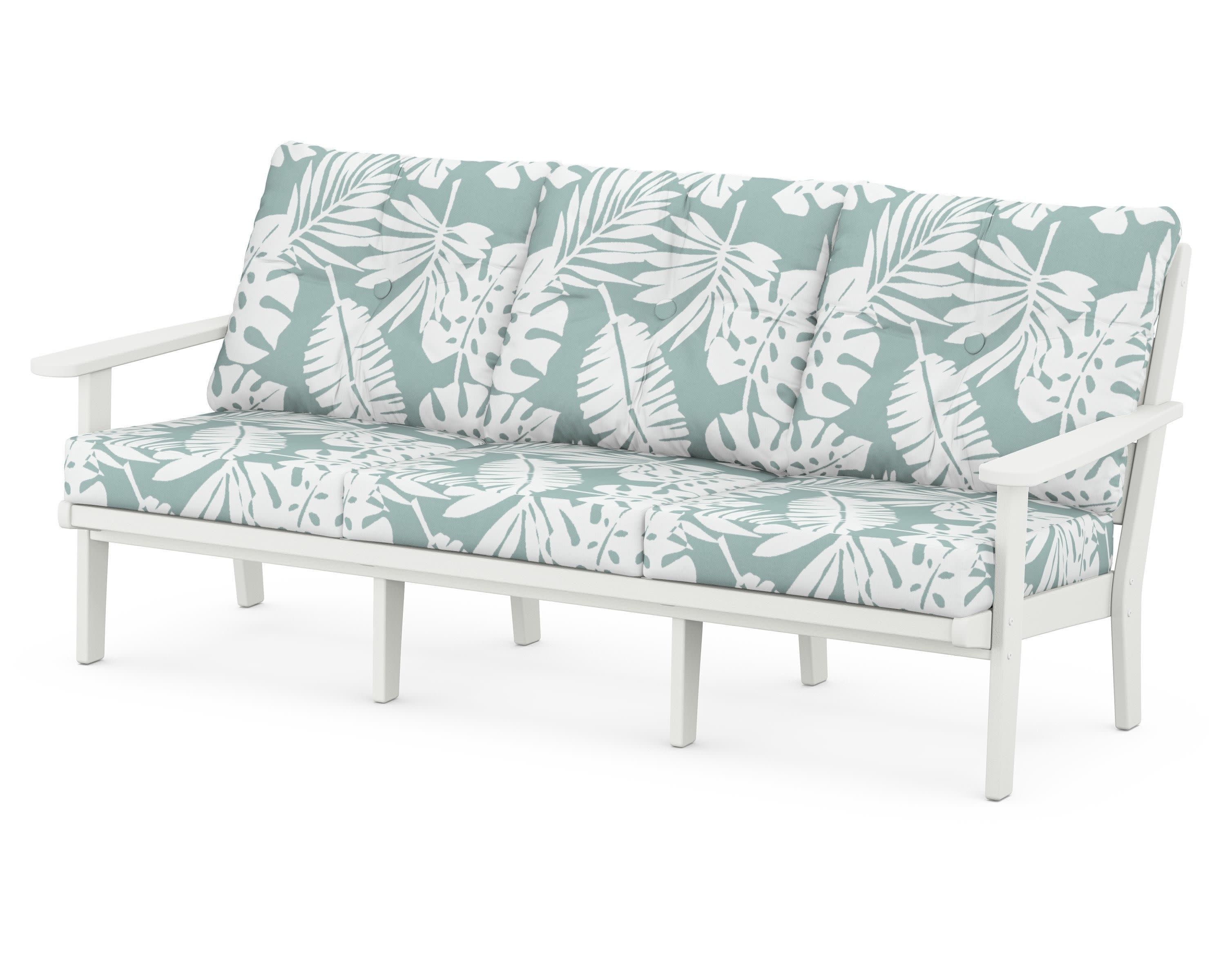Lakeside Deep Seating Sofa in Vintage White / Leaf Glacier Spa