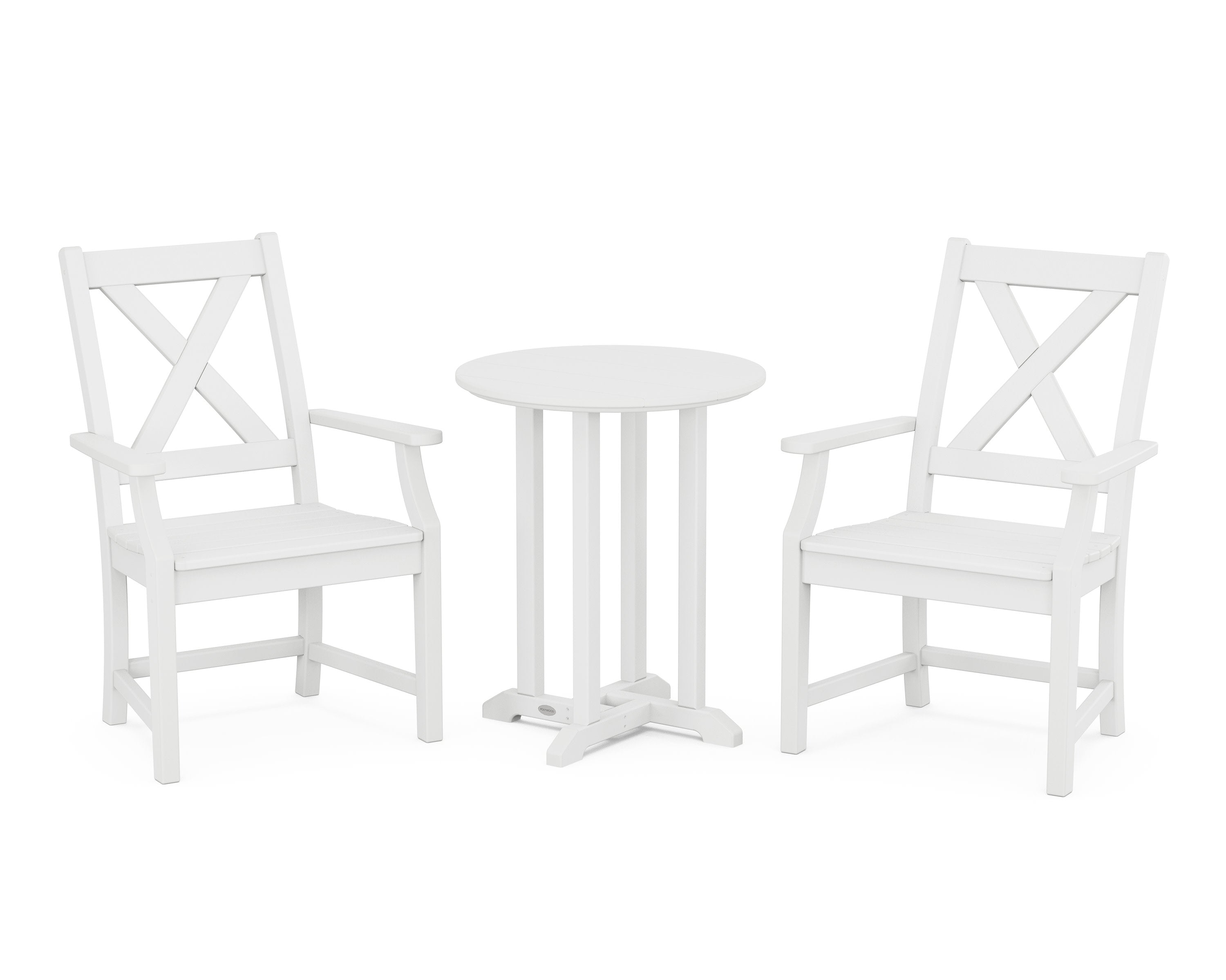 Braxton 3-Piece Round Bistro Dining Set in White