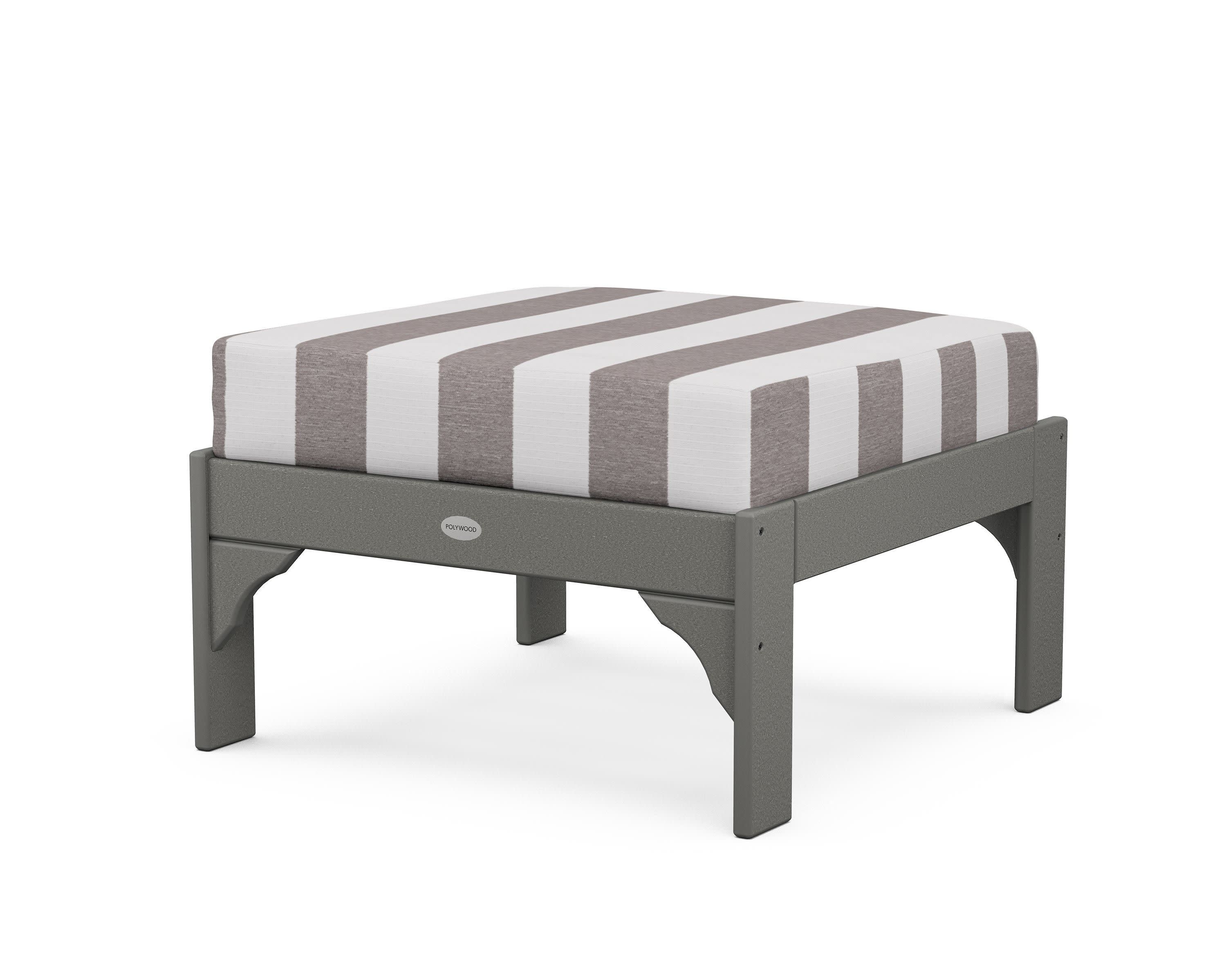 Vineyard Deep Seating Ottoman in Slate Grey / Cabana Stripe Grey Mist