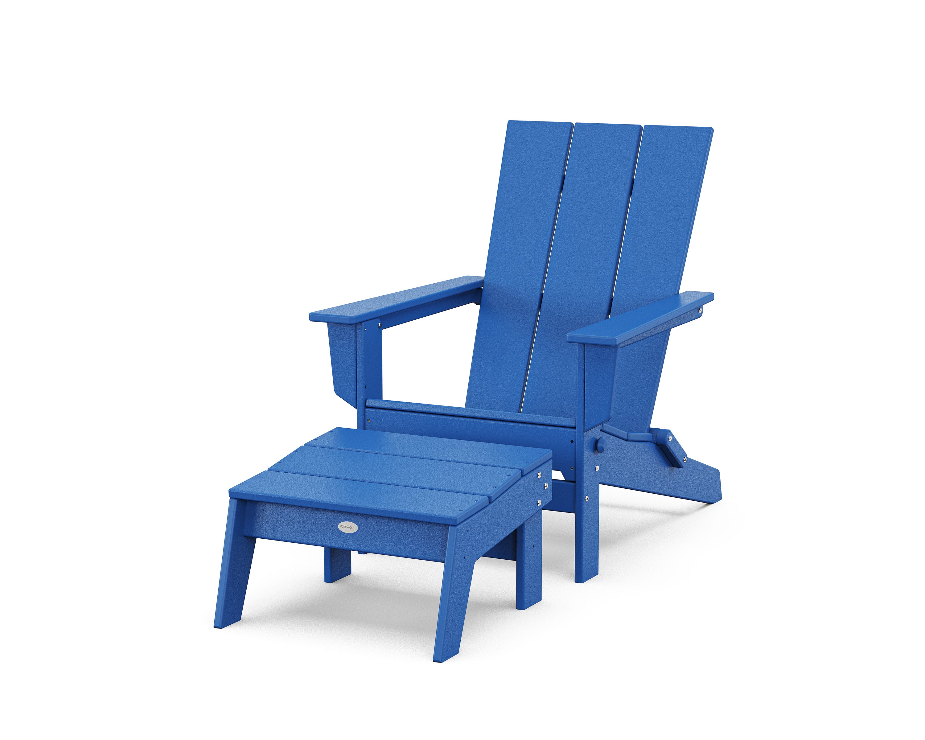 Modern Studio Folding Adirondack Chair with Ottoman in Pacific Blue