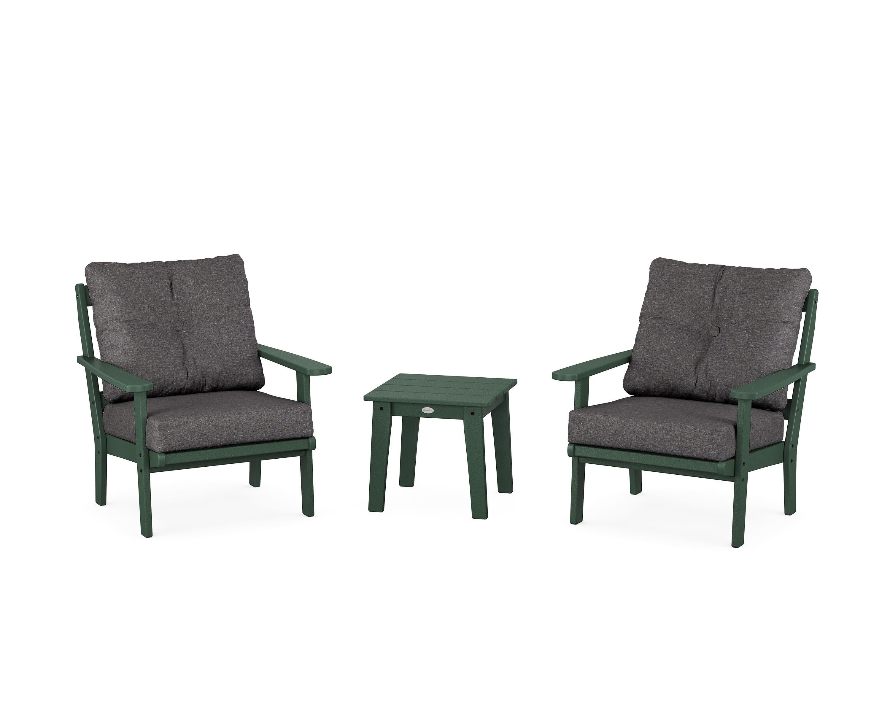 Mission 3-Piece Deep Seating Set in Green / Ash Charcoal
