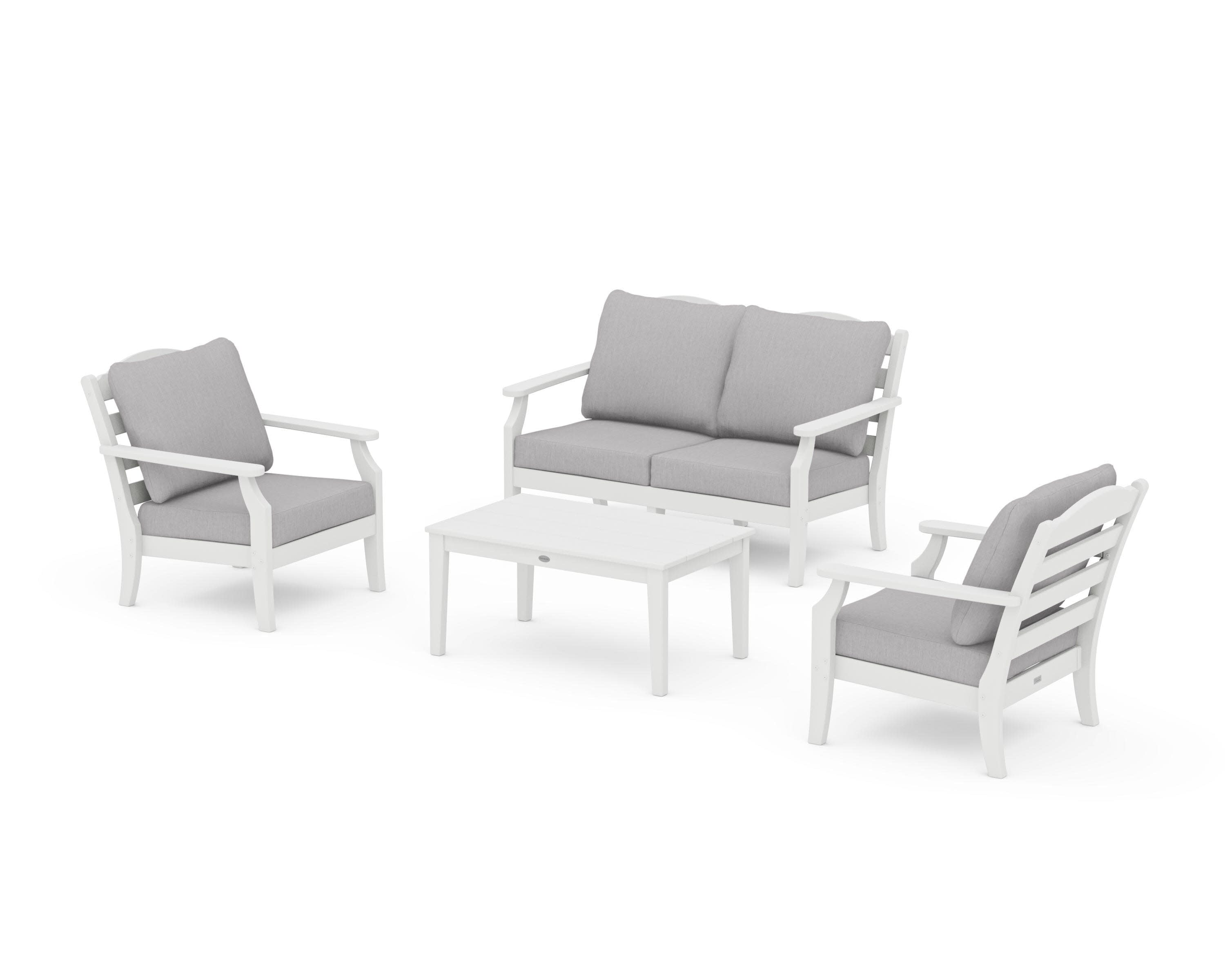 Savannah 4-Piece Deep Seating Set with Loveseat in White / Granite