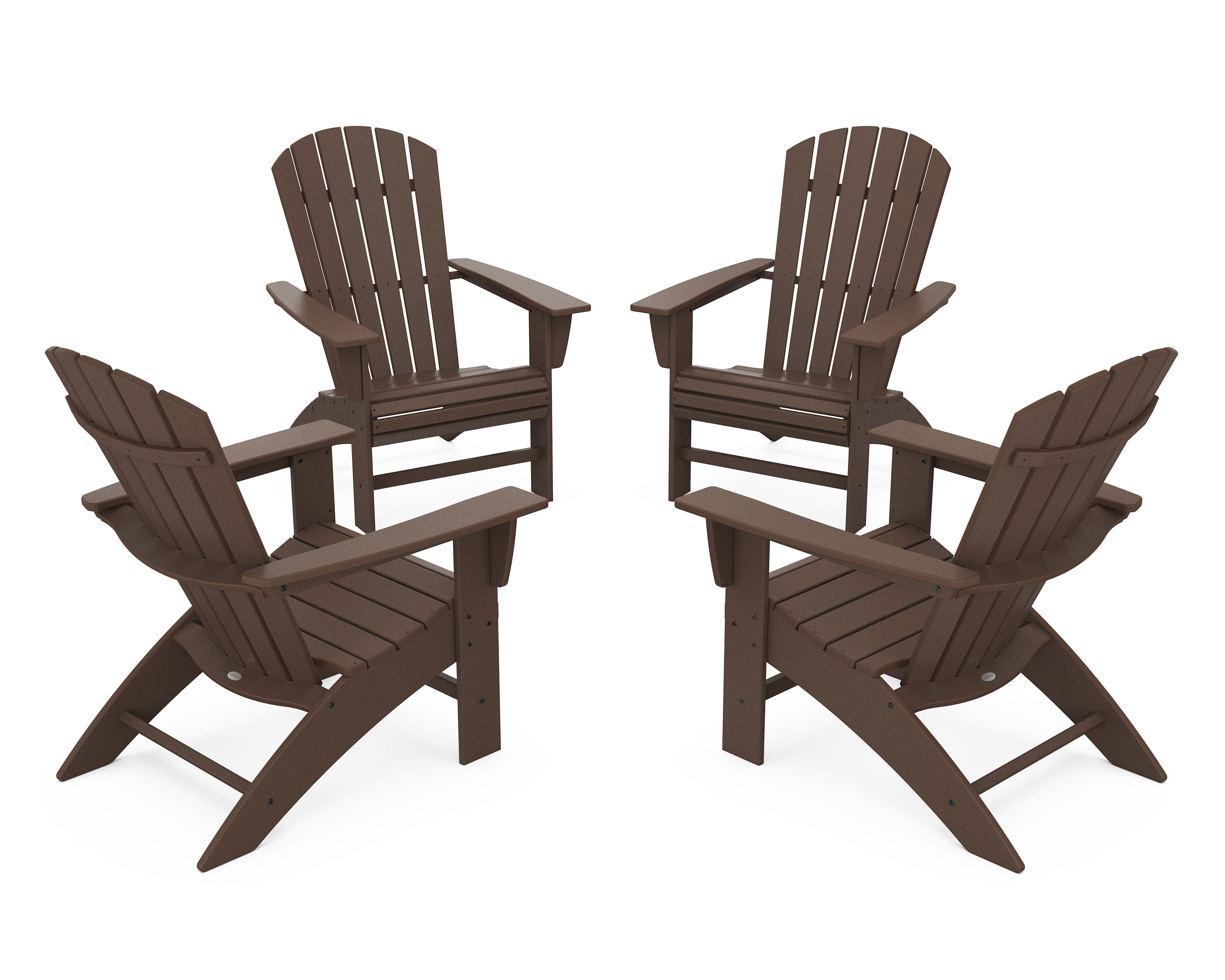 4-Piece Nautical Curveback Adirondack Chair Conversation Set in Mahogany