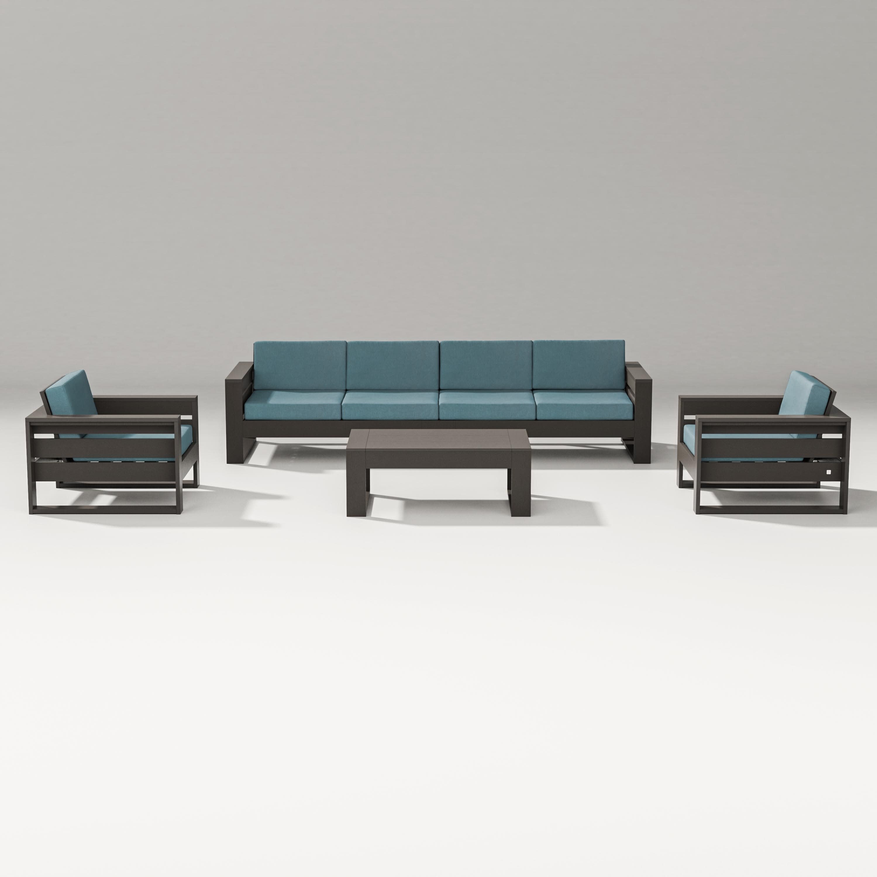 Latitude 5-Piece Lounge Sofa Set in Vintage Coffee / Ocean Teal