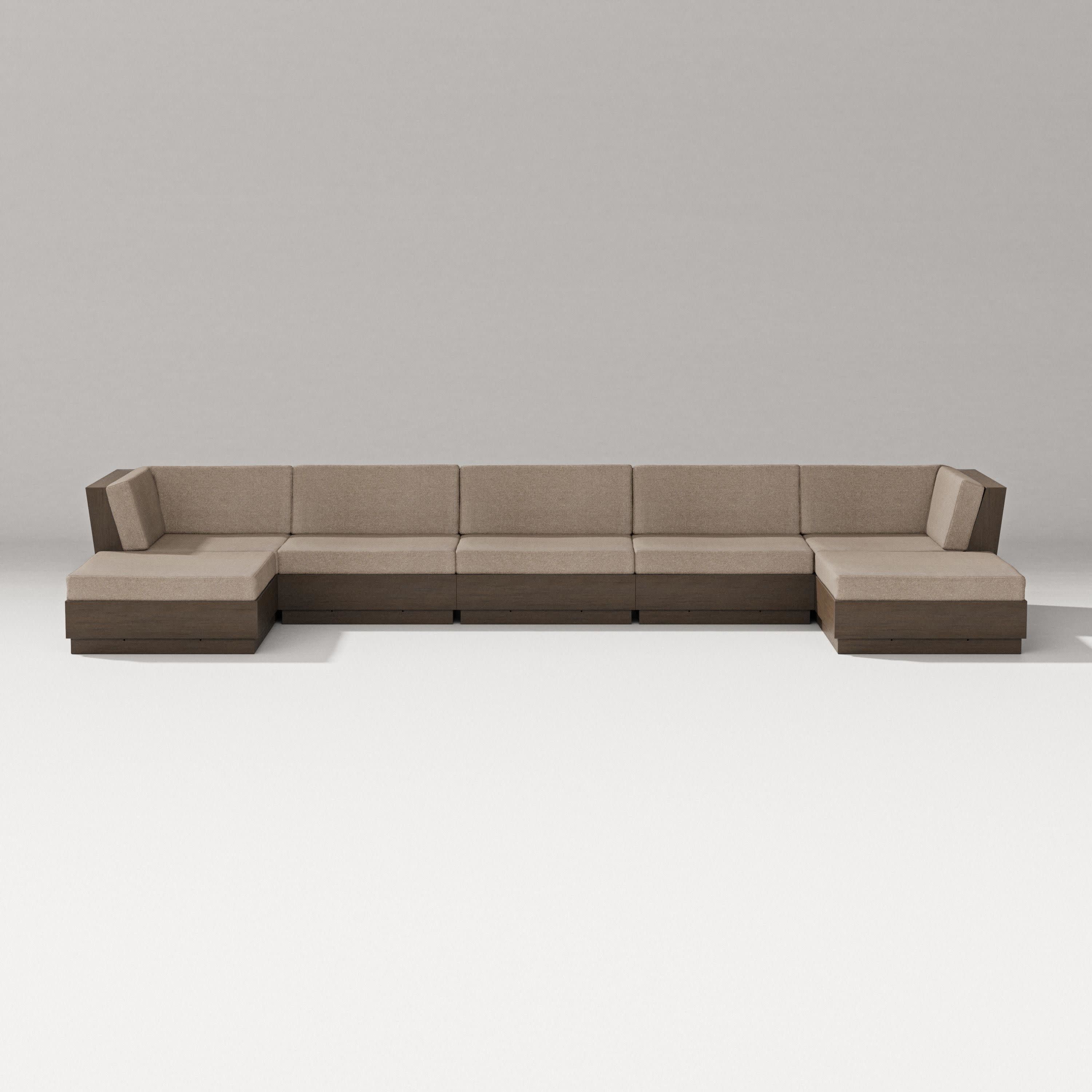 Elevate 7-Piece Double Chaise Sectional in Kona / Spiced Burlap