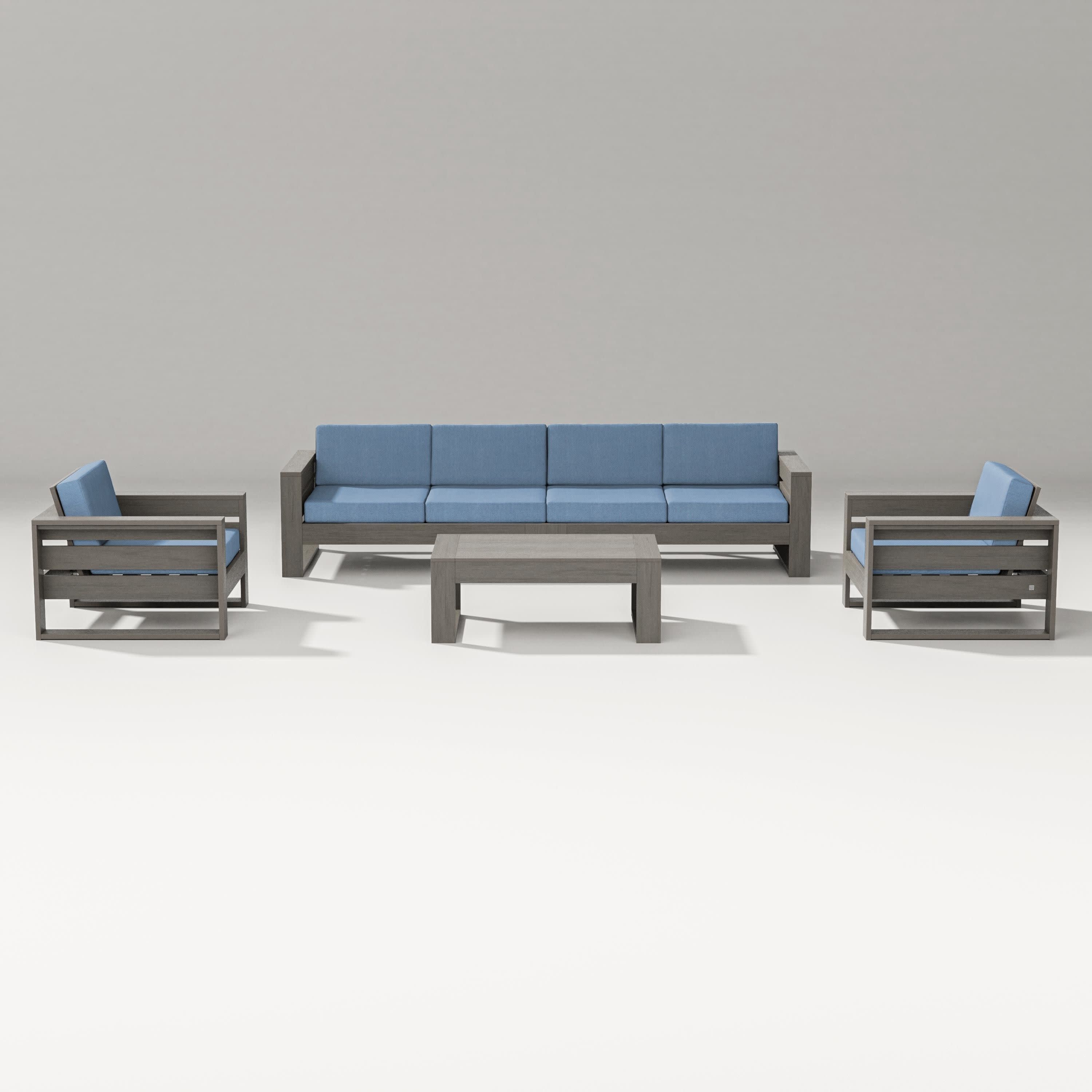 Latitude 5-Piece Lounge Sofa Set in Driftwood / Sky Blue