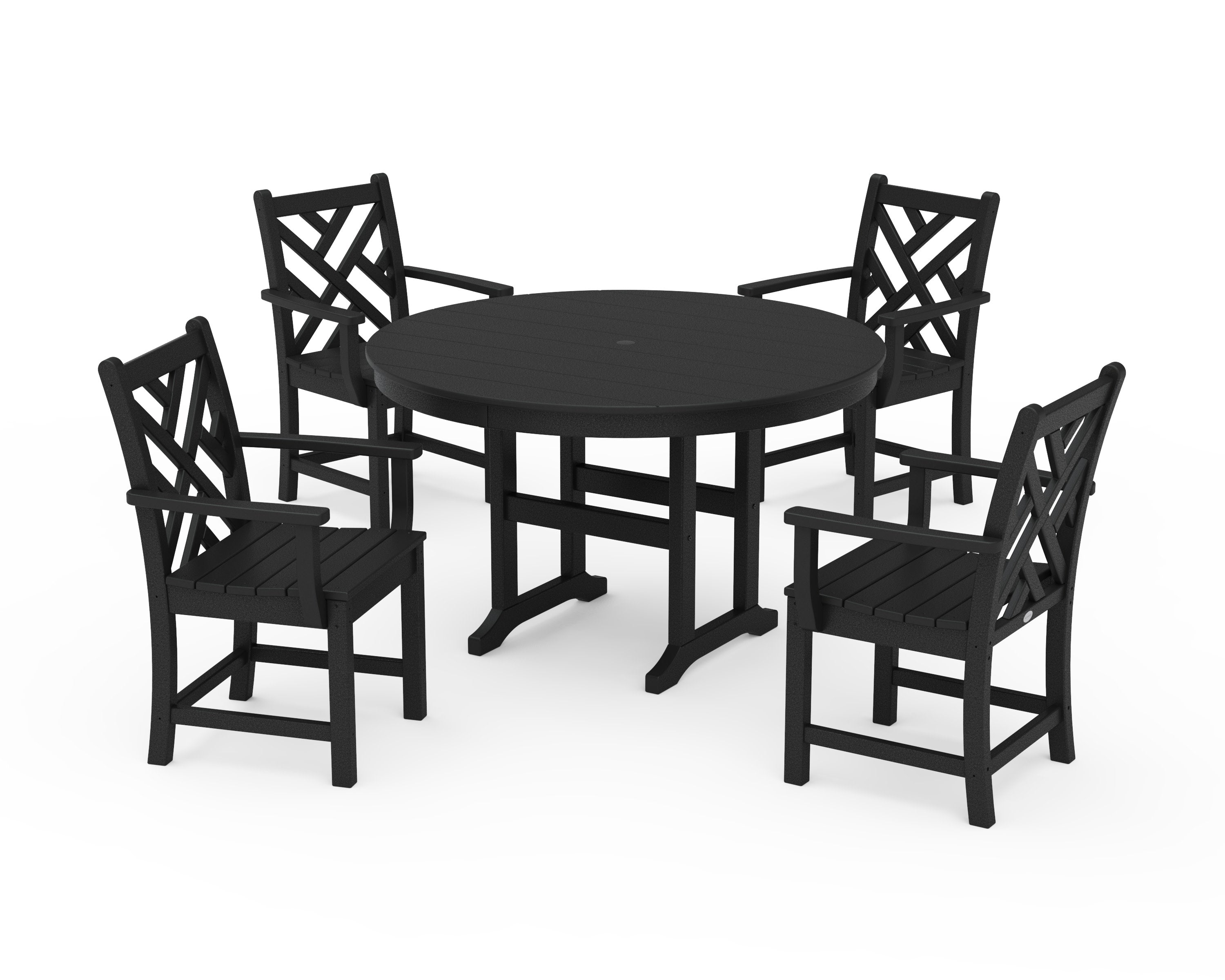 Chippendale 5-Piece Round Farmhouse Dining Set in Black