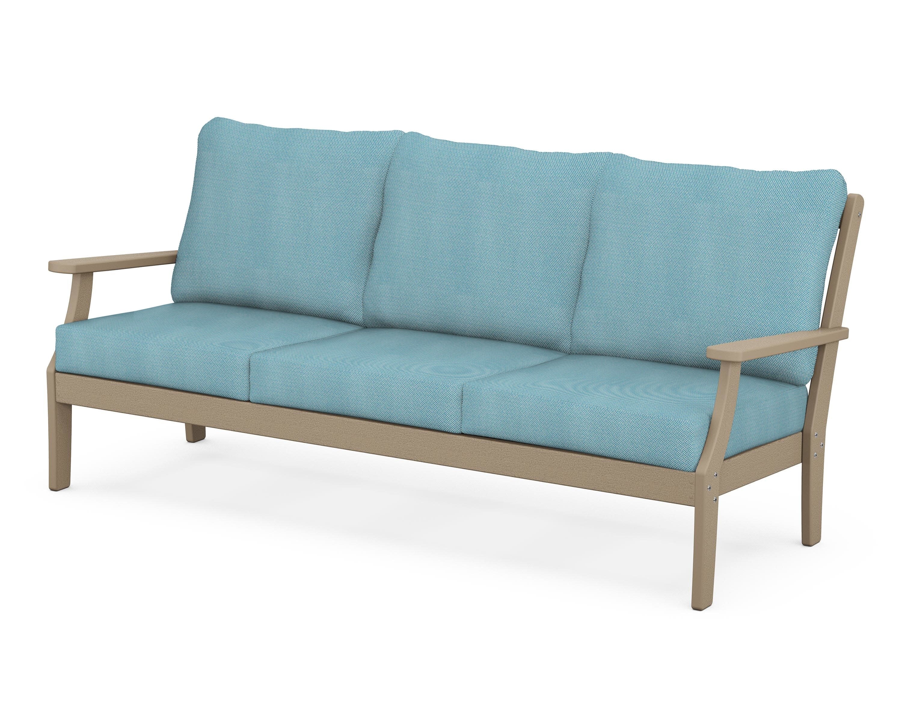 Braxton Deep Seating Sofa in Vintage Sahara / Lattice Sky Blue